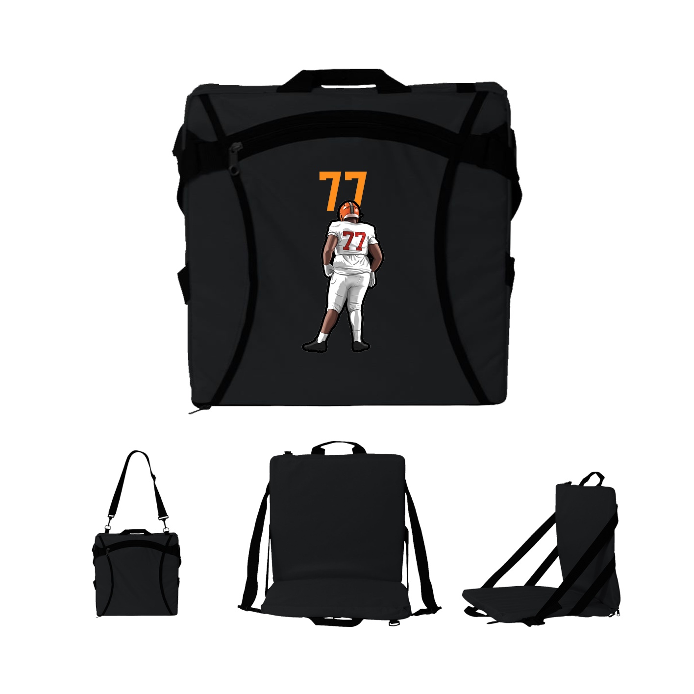 Folding Stadium Seat — Number Top in Black