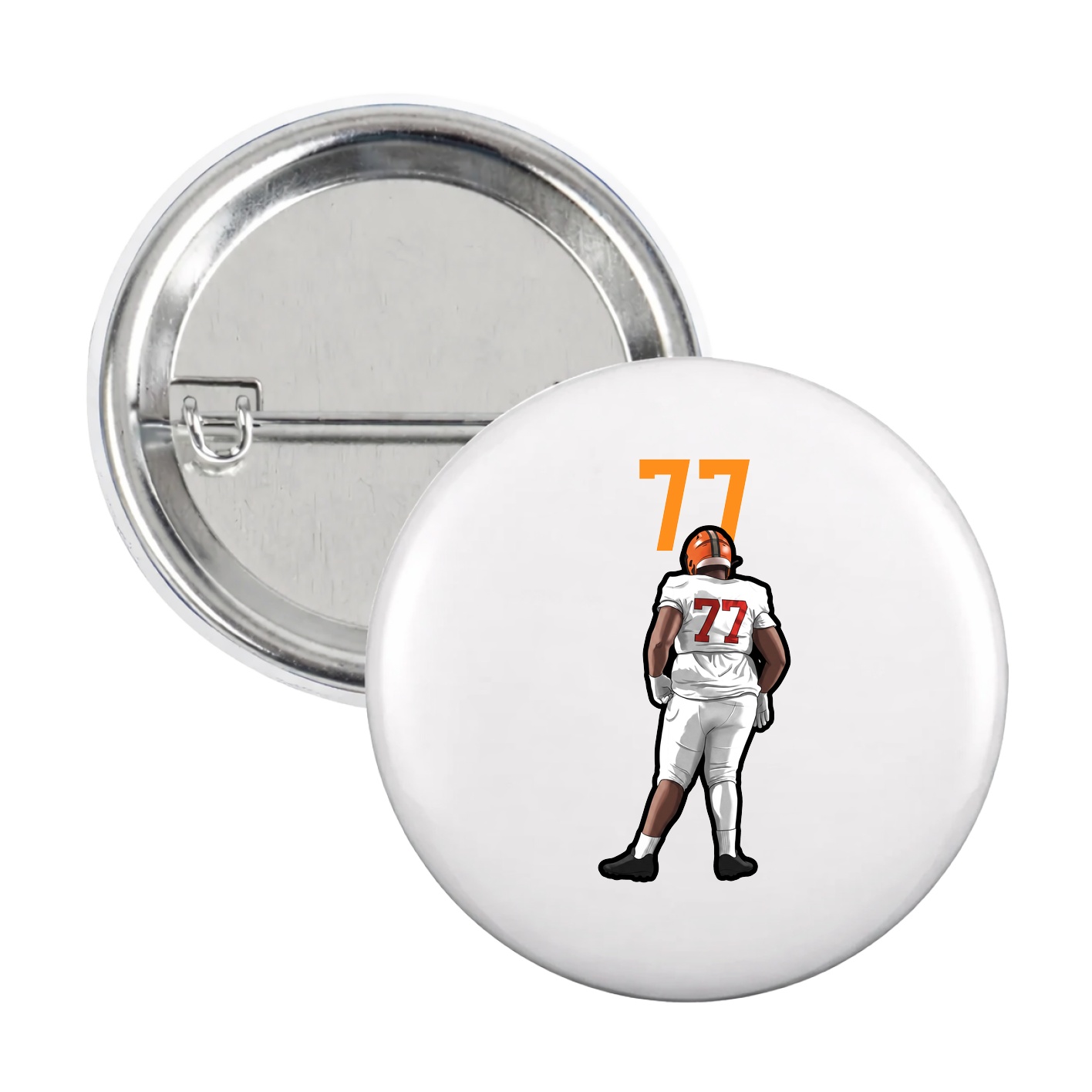 Game Day Button — Number Top in White