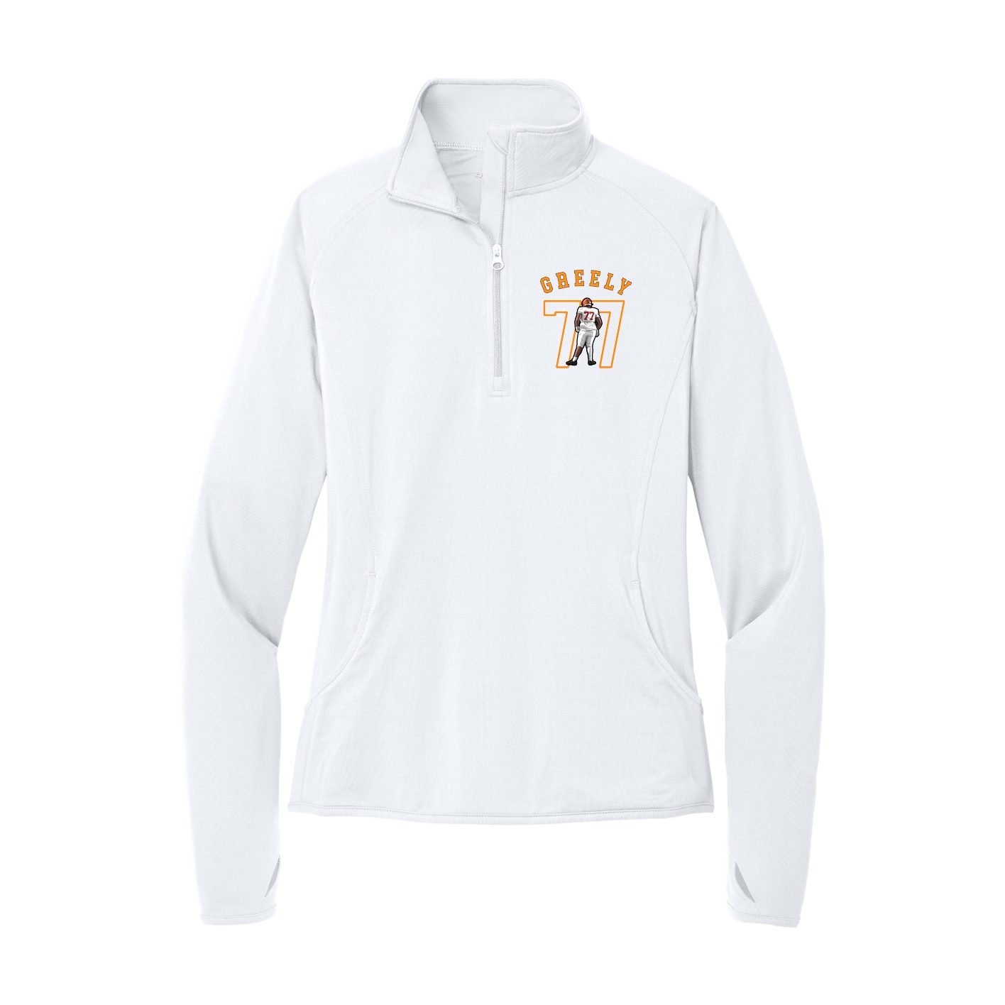 Women's Q-Zip Pullover — Shirsey Arch in White