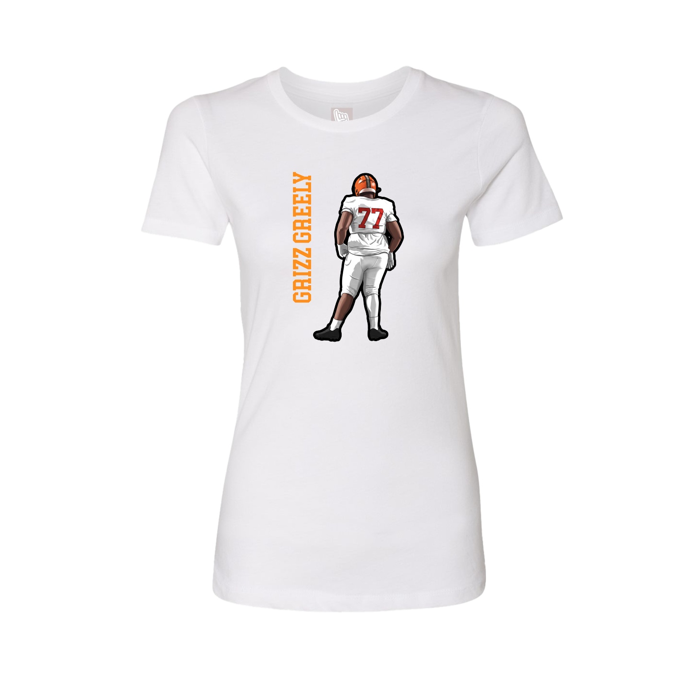 Womens Tee — Name Vertical in White