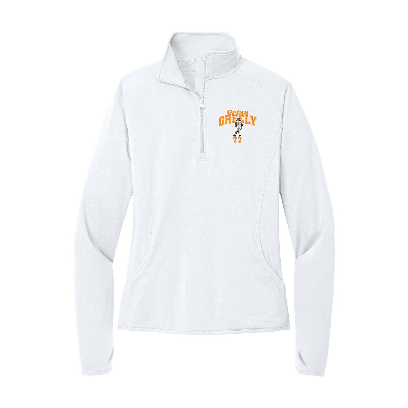 Women's Q-Zip Pullover — Signature Arch in White