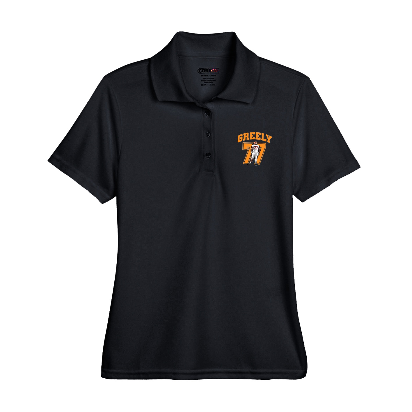 Womens Performance Polo — Number in Black