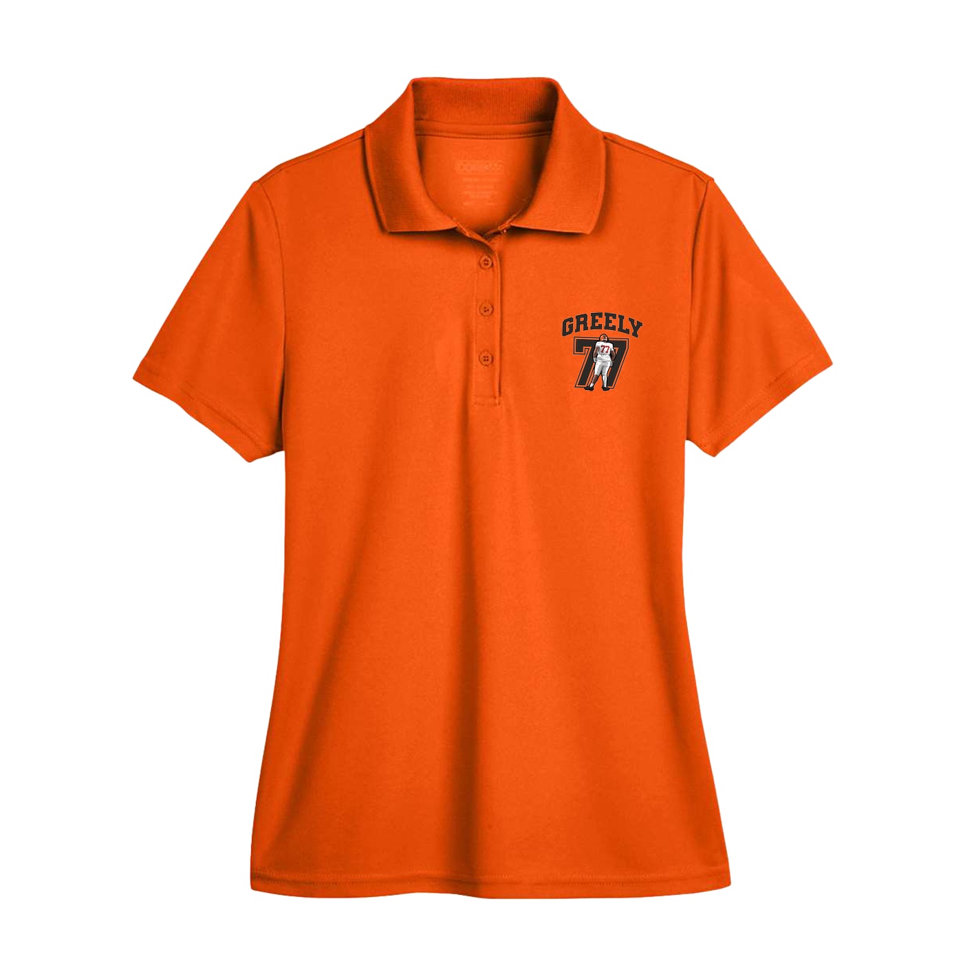 Womens Performance Polo — Number in Orange