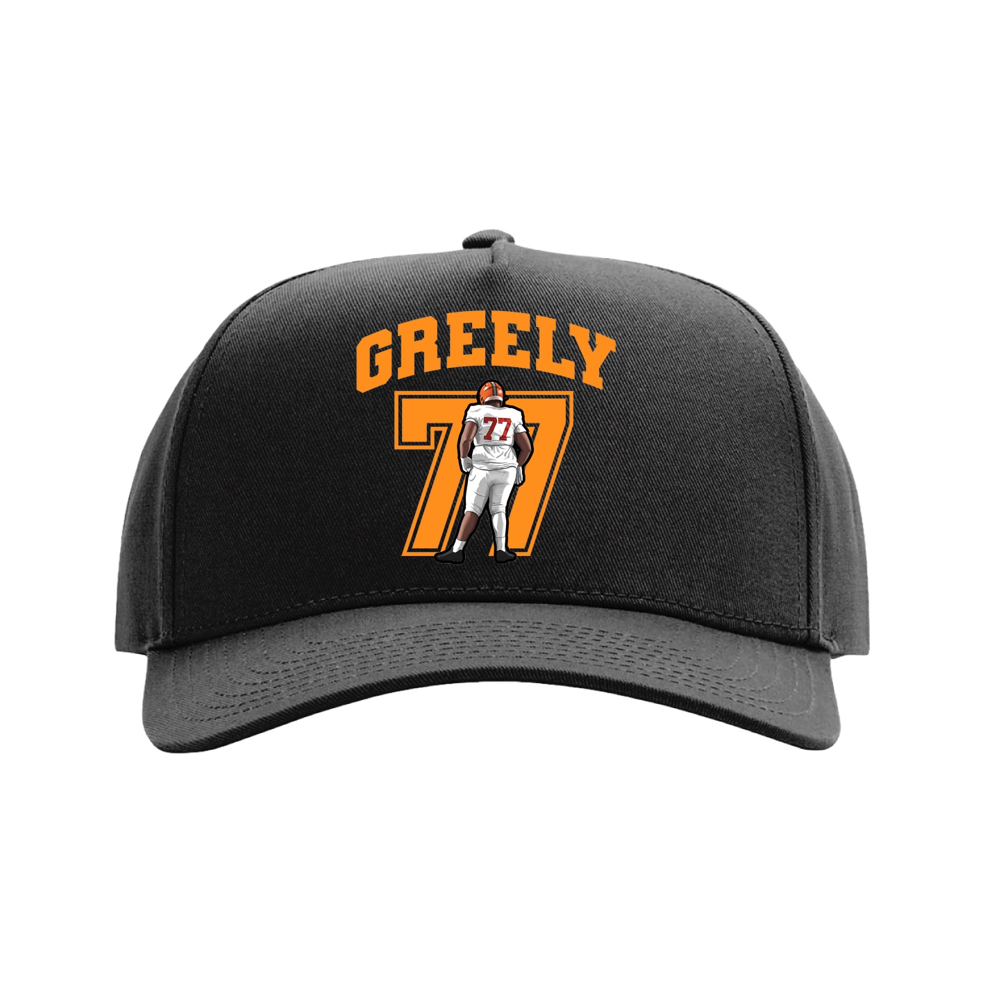 Full Fabric Five-Panel Champ Cap — Number in Black