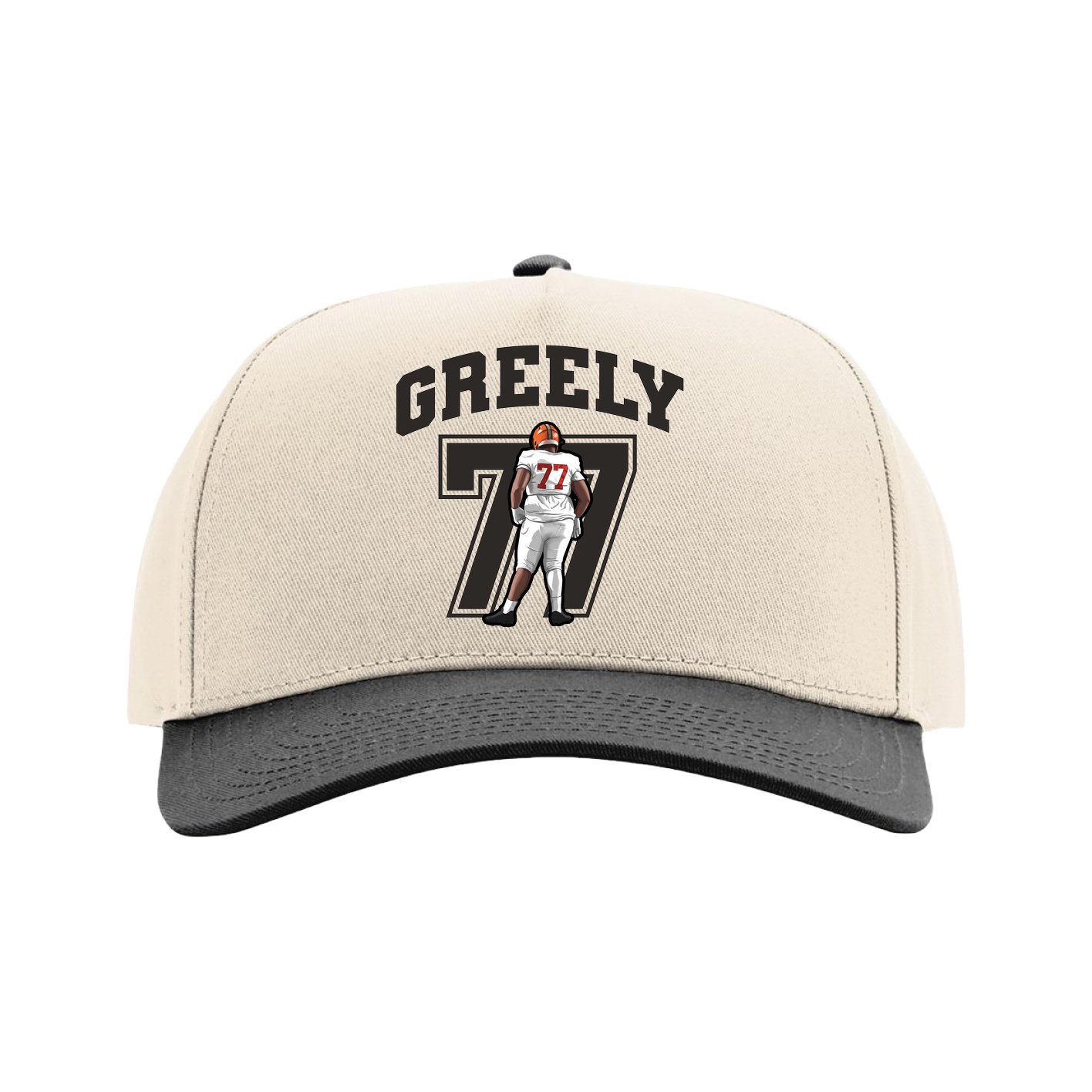 Full Fabric Five-Panel Champ Cap — Number in Cream/Black