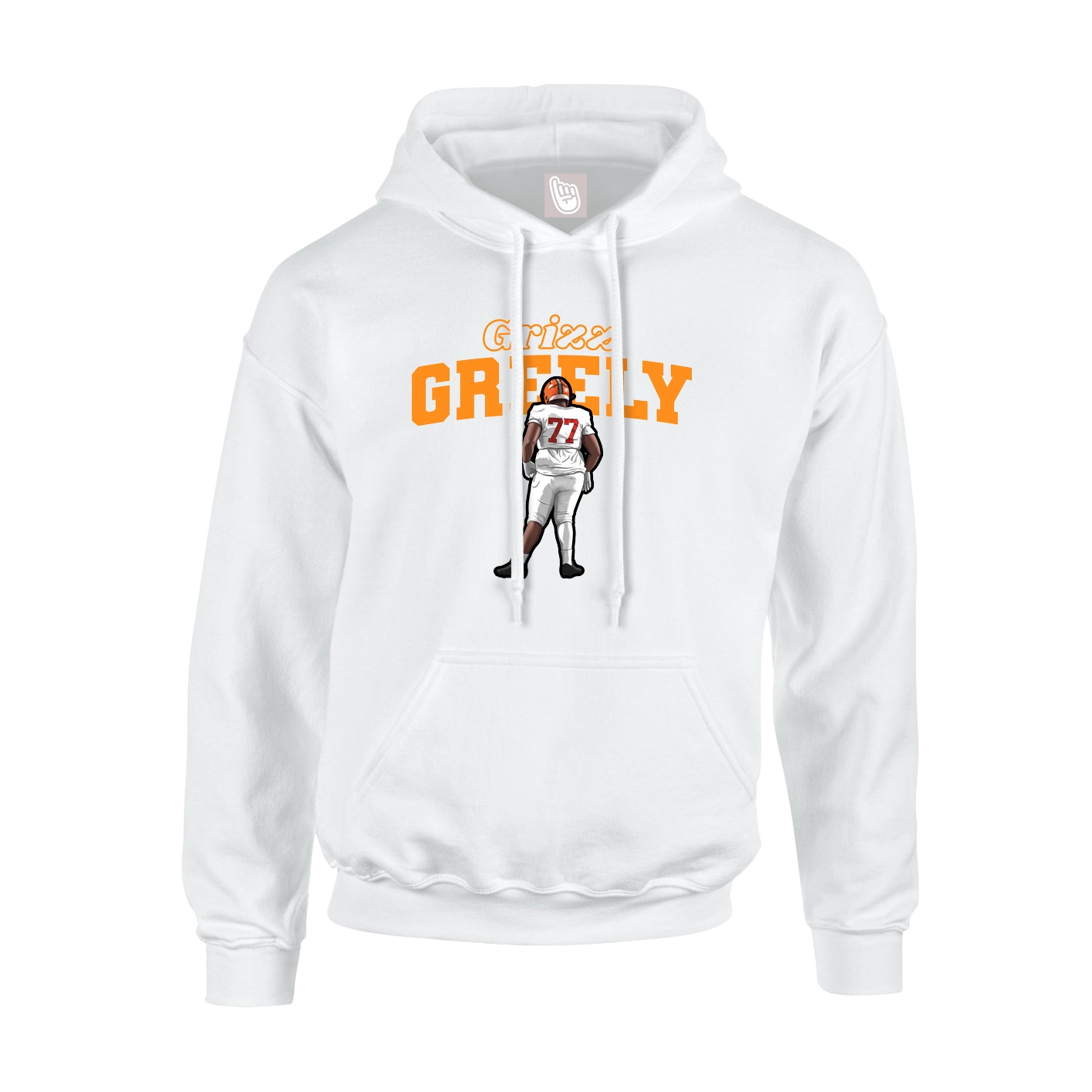 Youth Hoodie — Name Arch in White