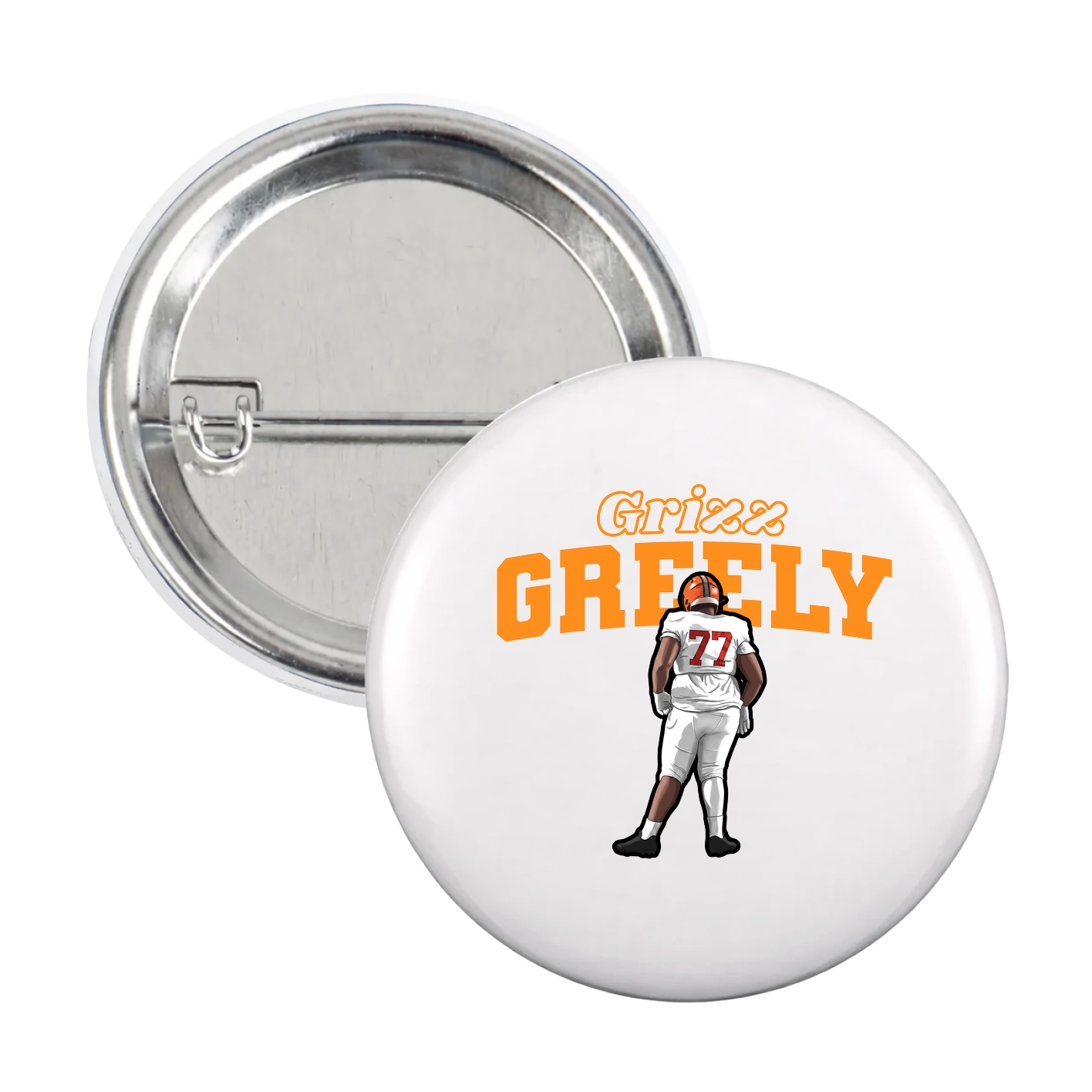 Game Day Button — Name Arch in White
