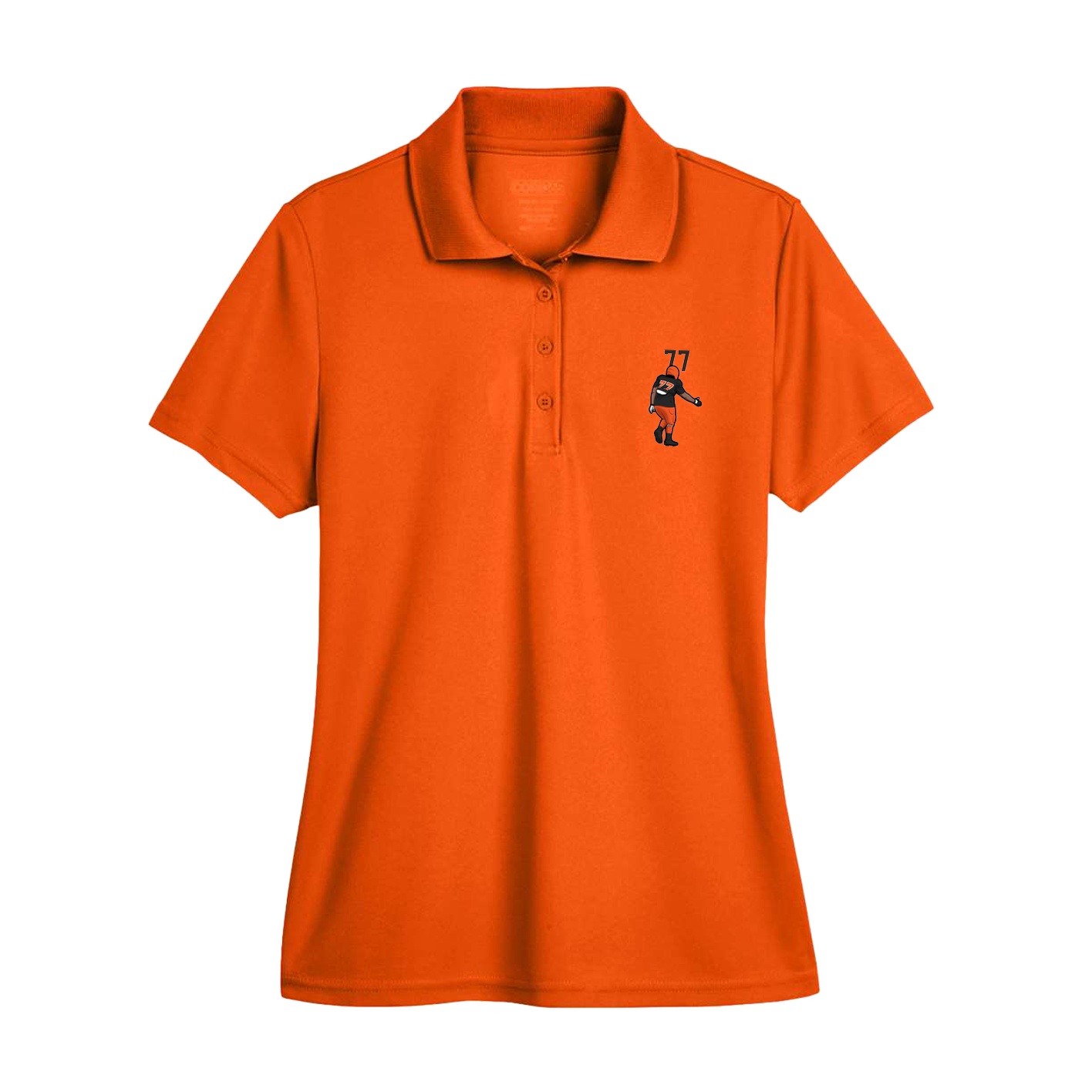 Womens Performance Polo — Number Top in Orange