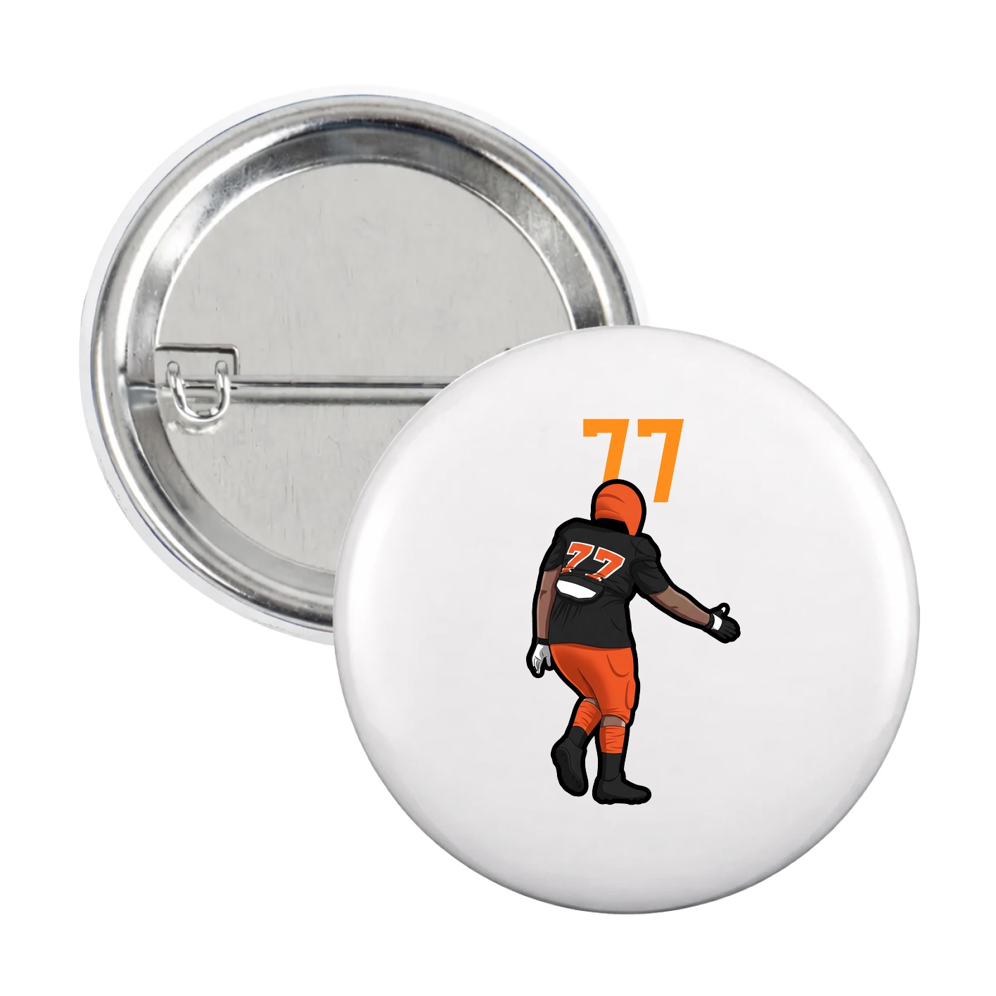 Game Day Button — Number Top in White
