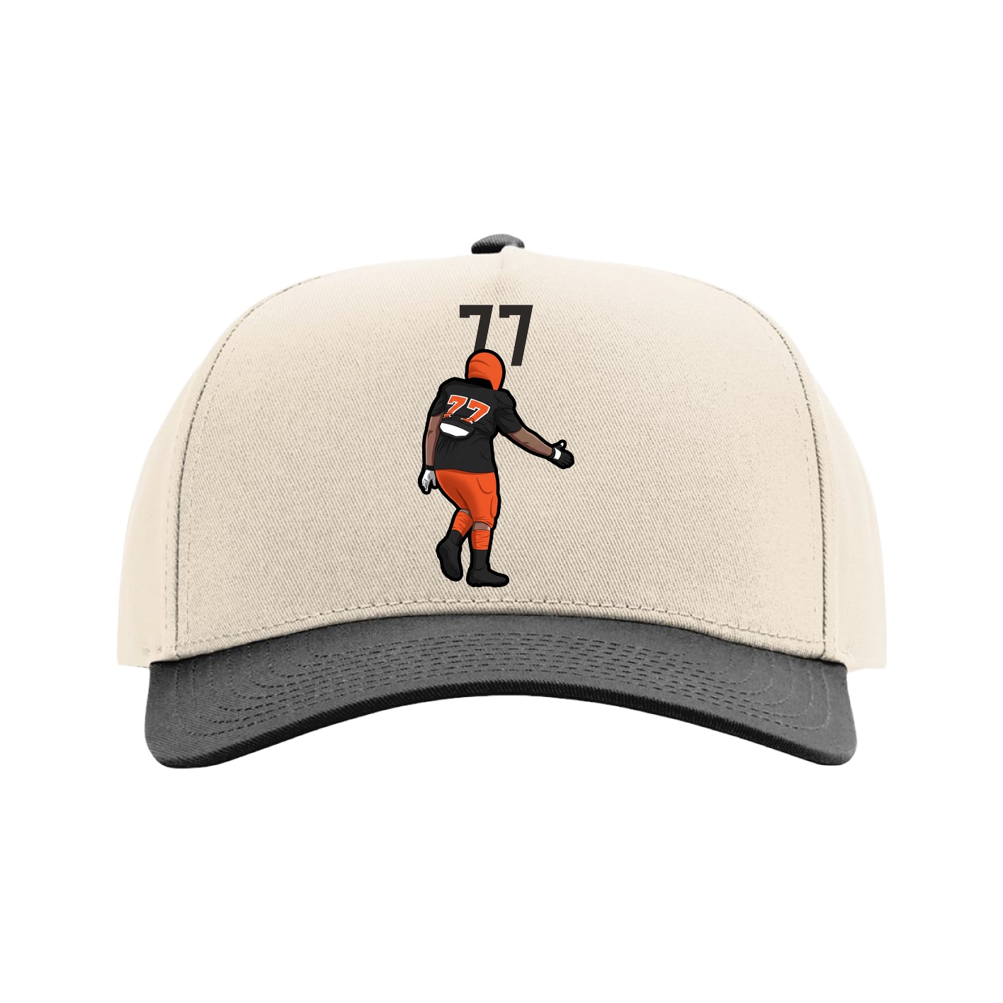 Full Fabric Five-Panel Champ Cap — Number Top in Cream/Black