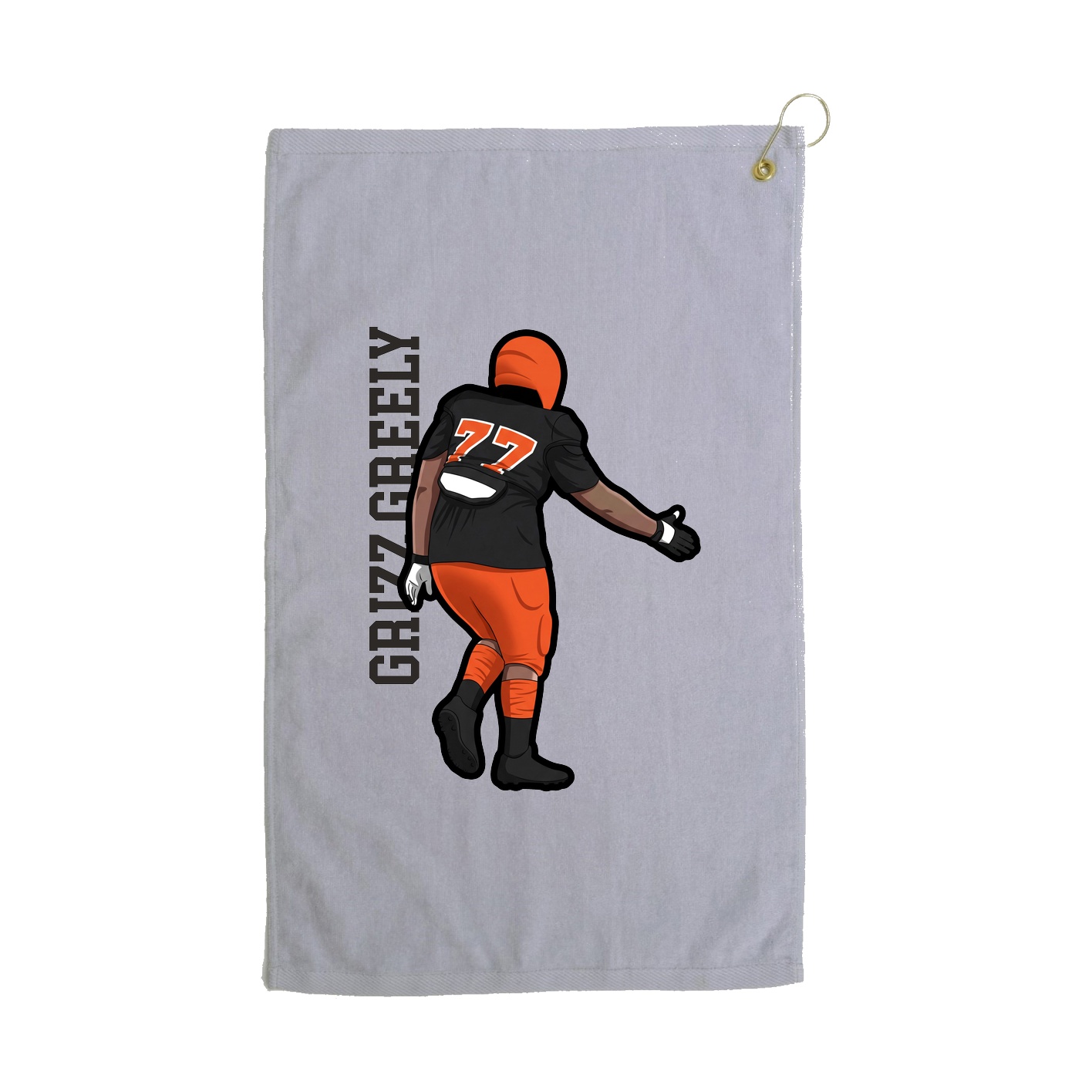 Golf Towel — Name Vertical in Grey