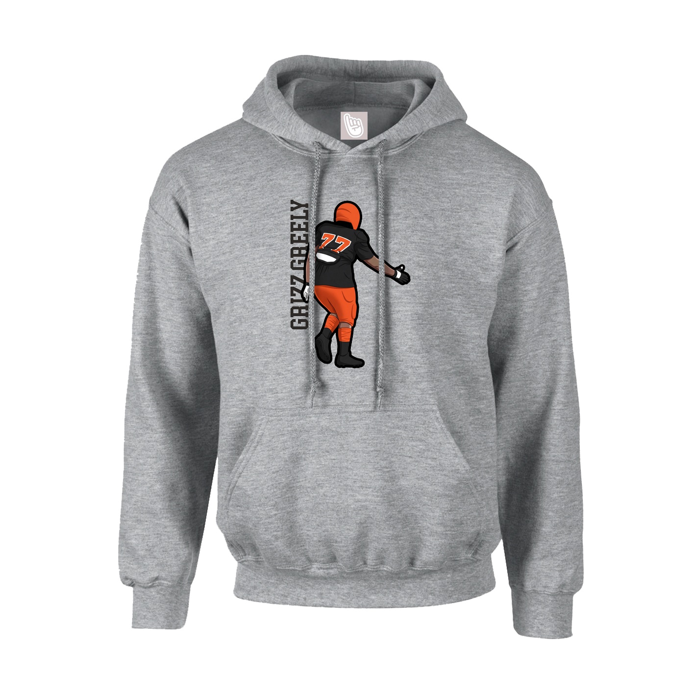 Hoodie — Name Vertical in Grey