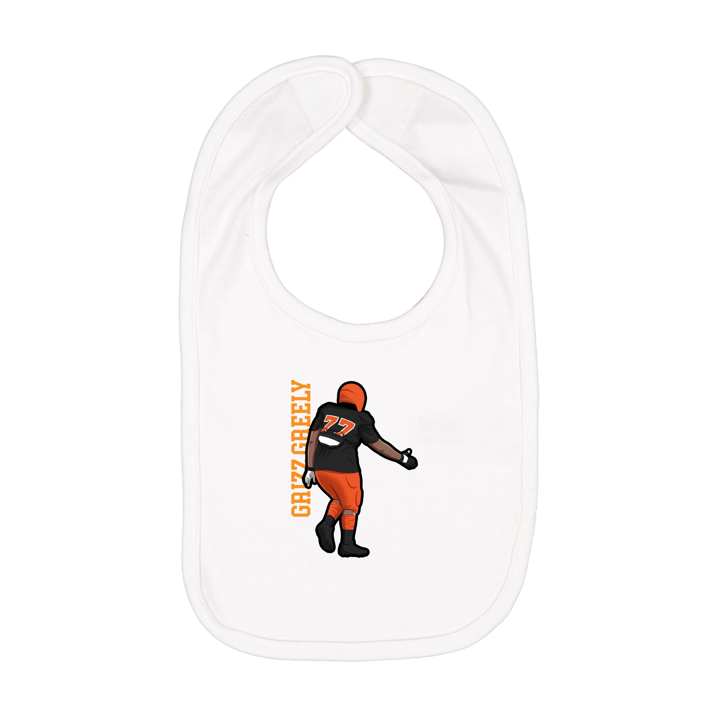 Infant Bib — Name Vertical in White