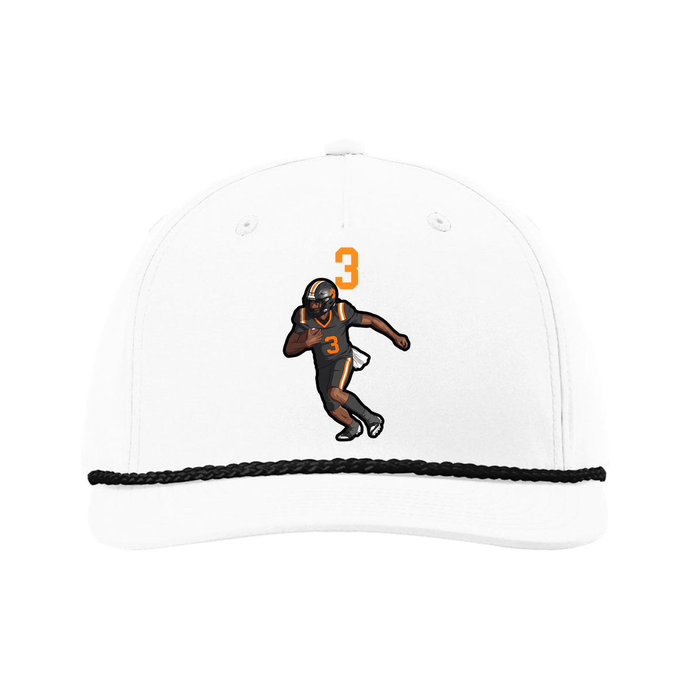 Five-Panel Classic Rope Cap — Number Top in White