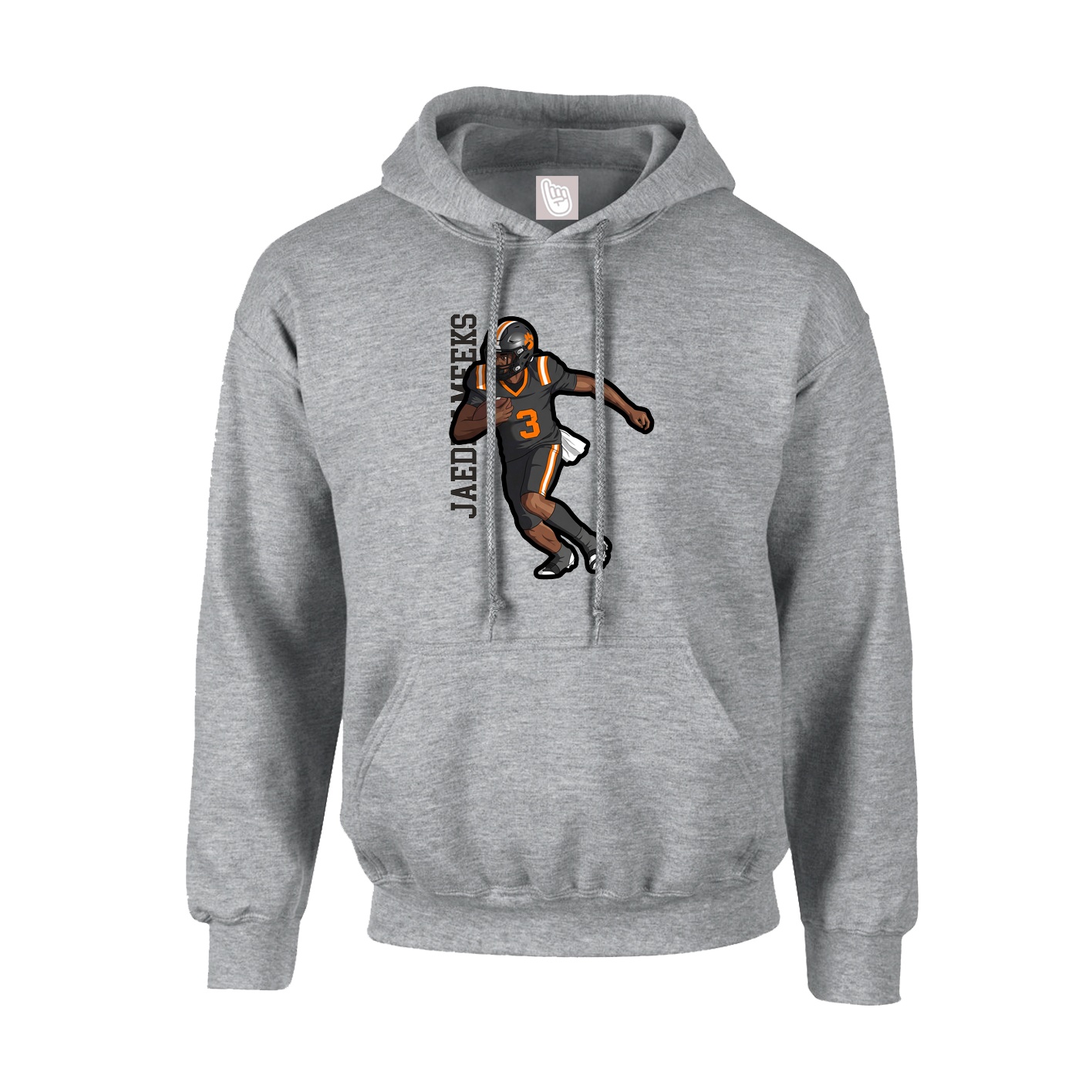 Hoodie — Name Vertical in Grey