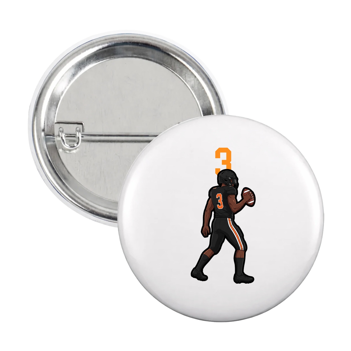 Game Day Button — Number Top in White