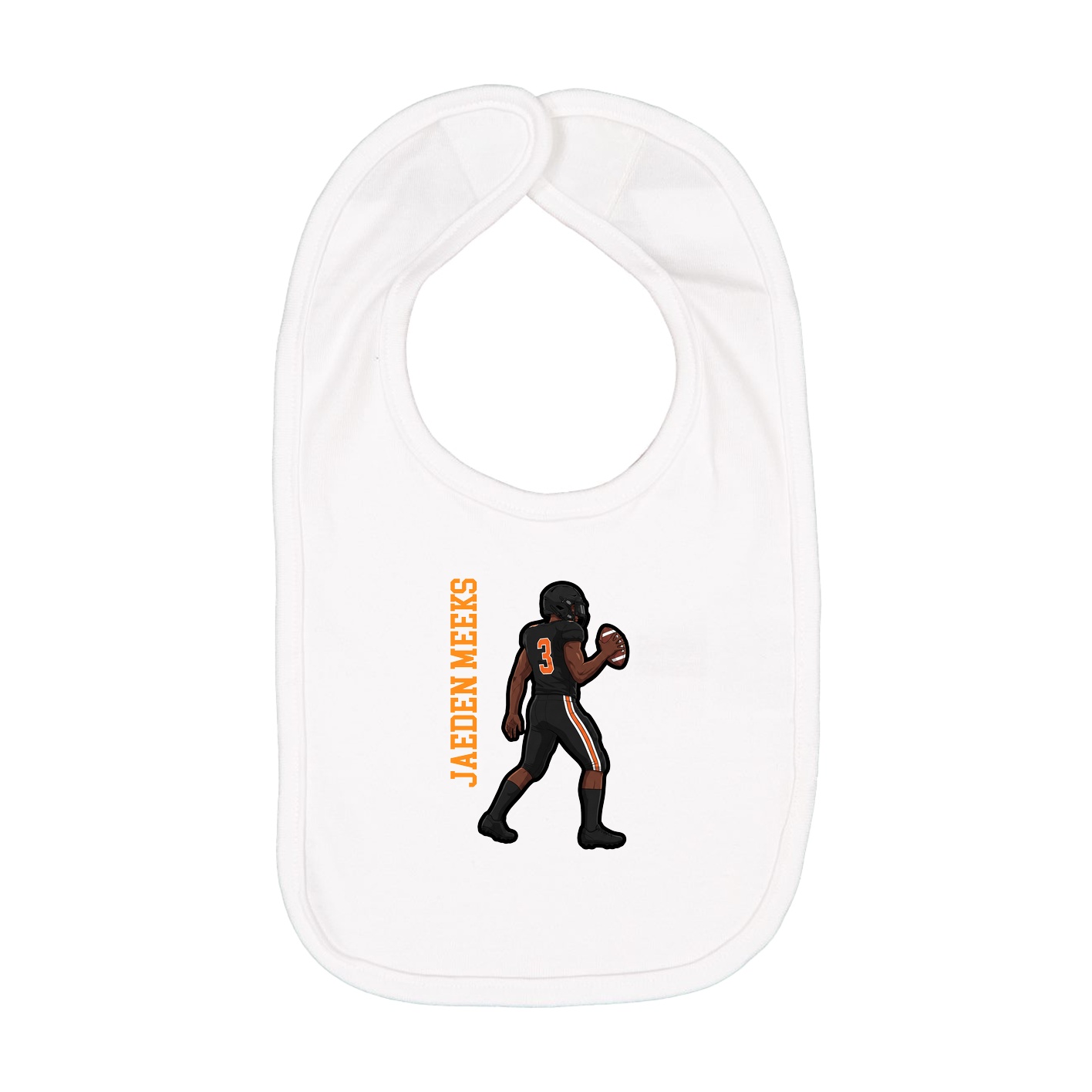 Infant Bib — Name Vertical in White