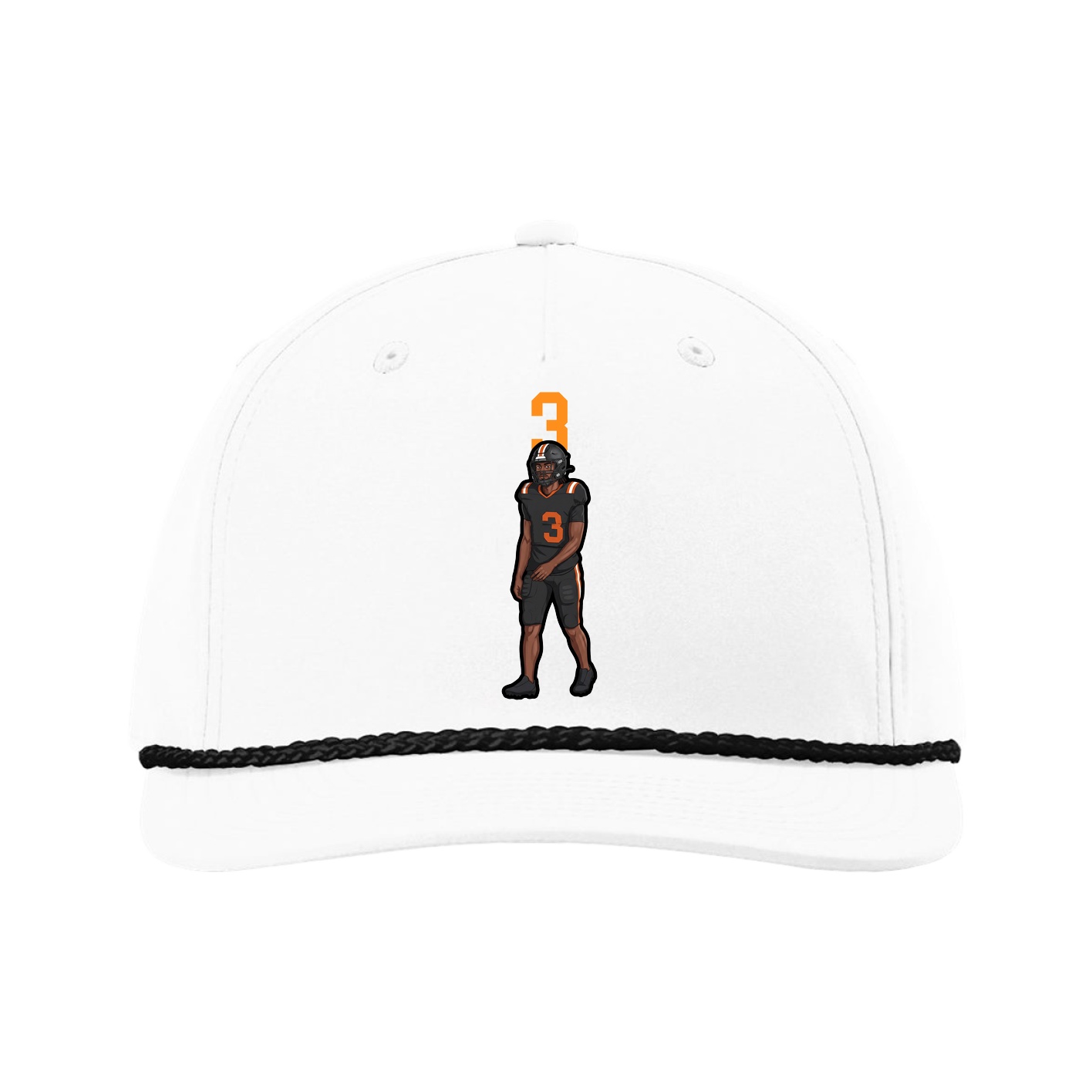 Five-Panel Classic Rope Cap — Number Top in White