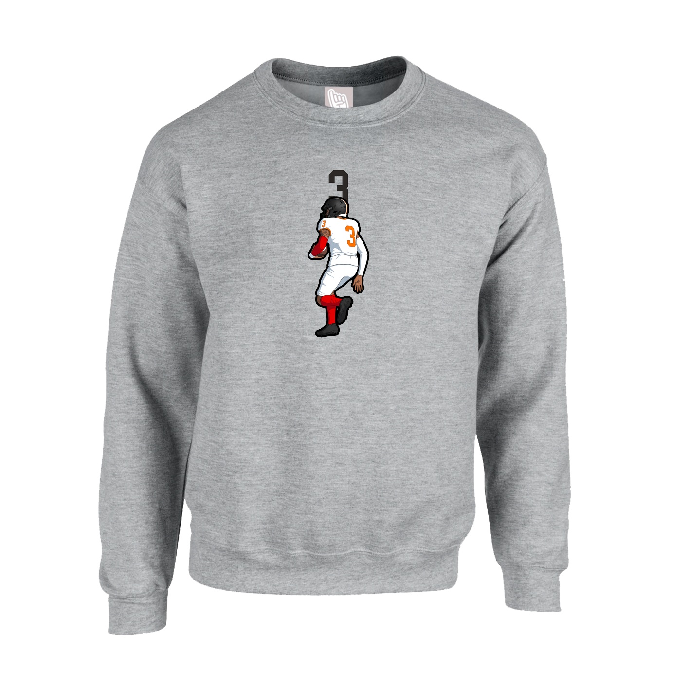 Fleece Crew — Number Top in Grey