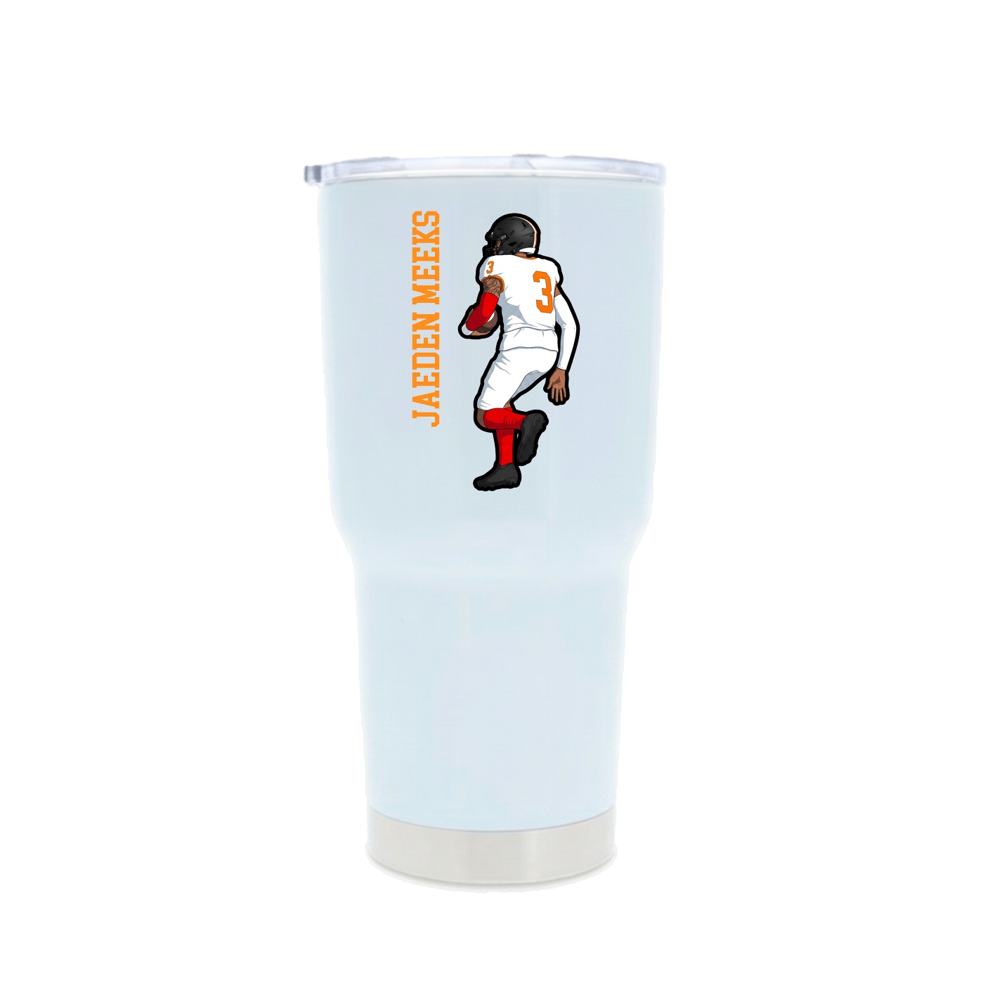 30oz Stainless Steel Tumbler — Name Vertical in White