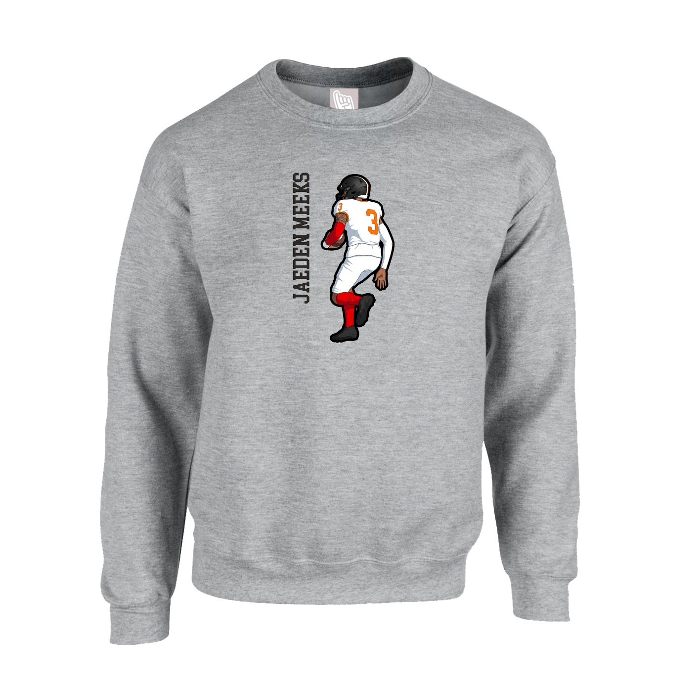 Fleece Crew — Name Vertical in Grey