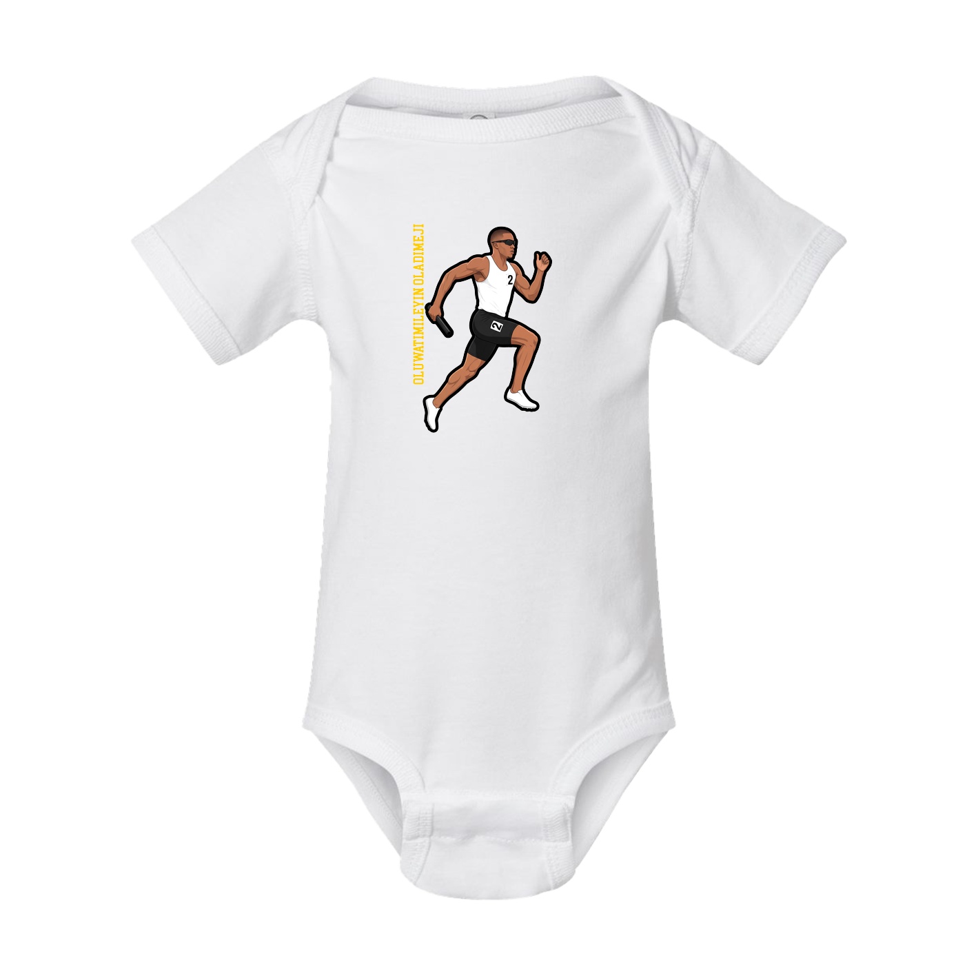 Baby Onesie — Name Vertical in White