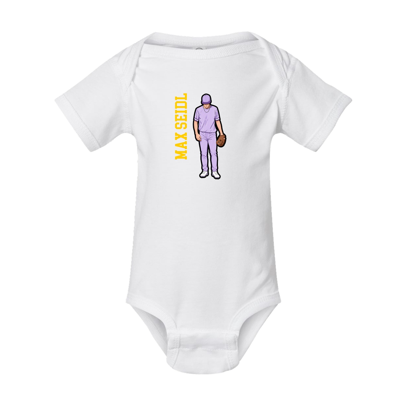 Baby Onesie — Name Vertical in White