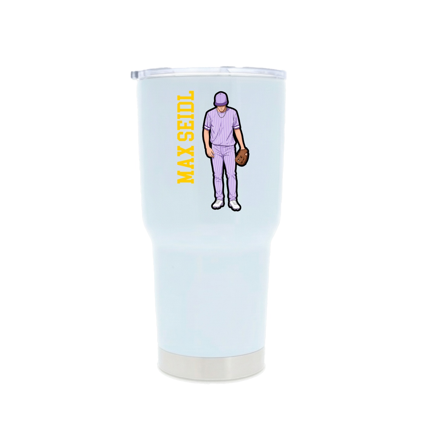 30oz Stainless Steel Tumbler — Name Vertical in White