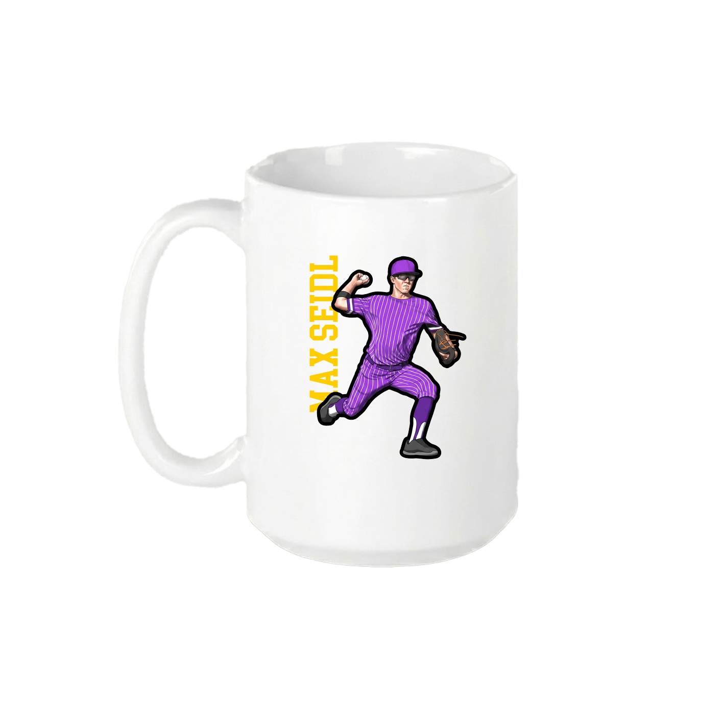15oz Coffee Mug — Name Vertical in White