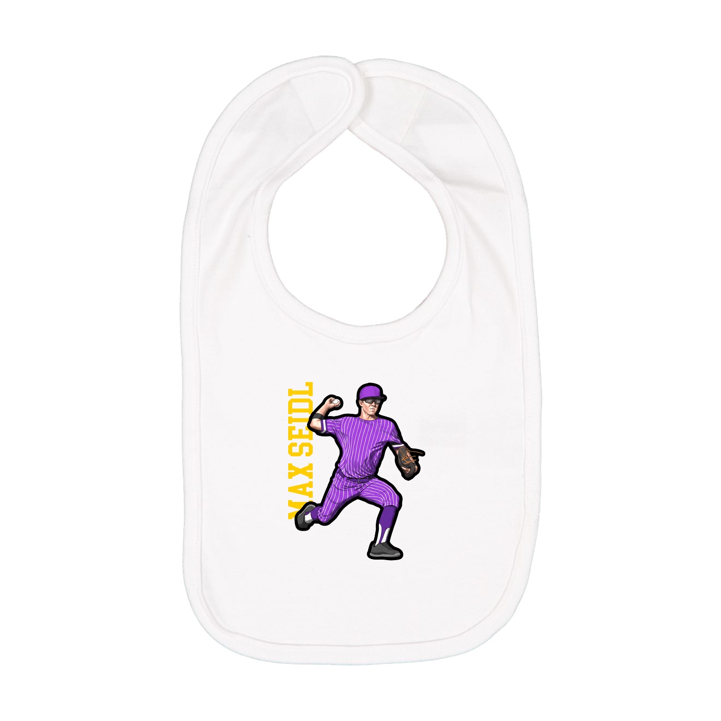 Infant Bib — Name Vertical in White