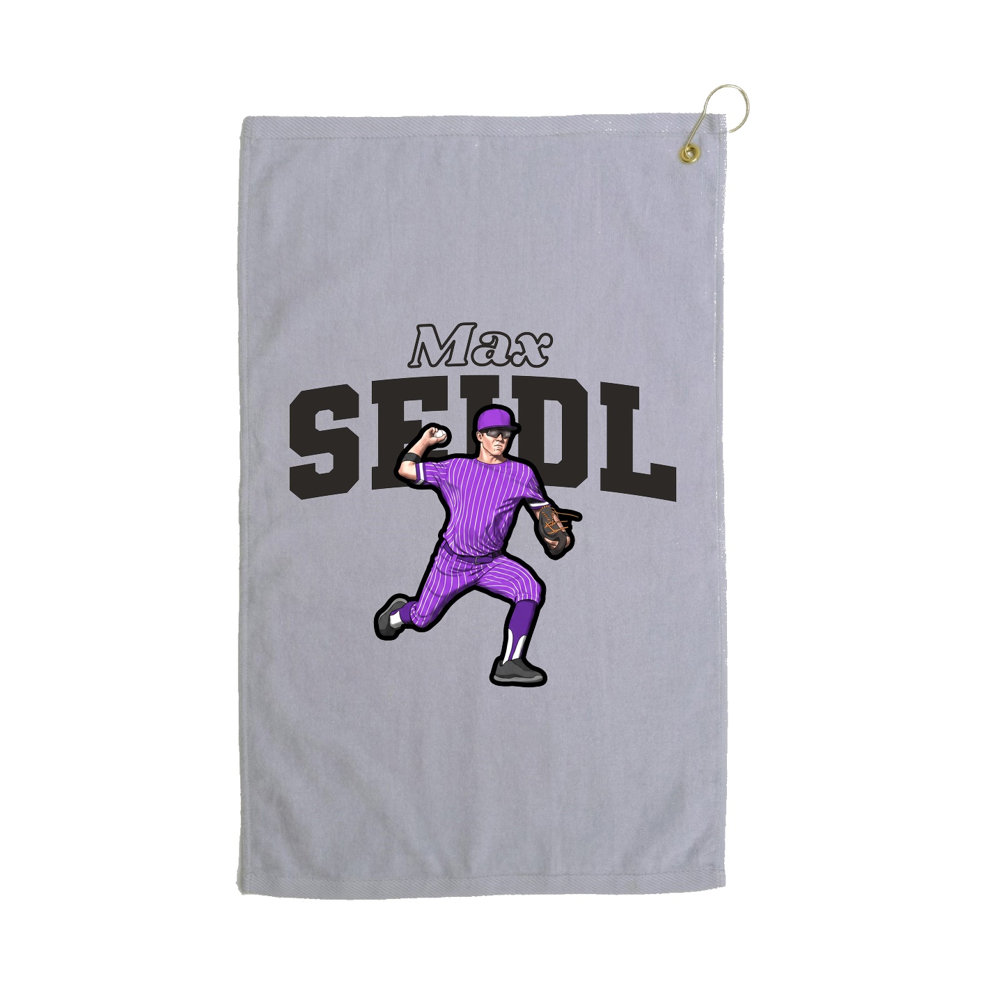 Golf Towel — Name Arch in Grey