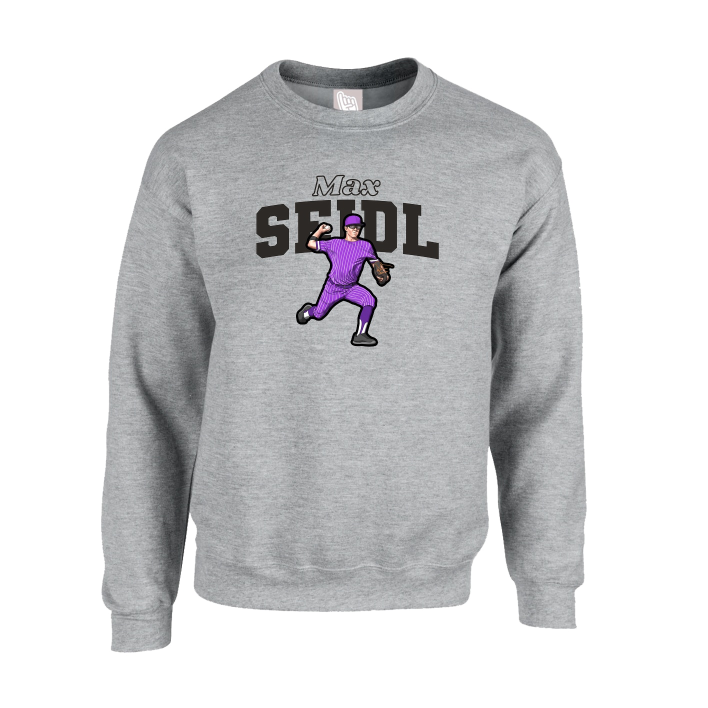 Fleece Crew — Name Arch in Grey