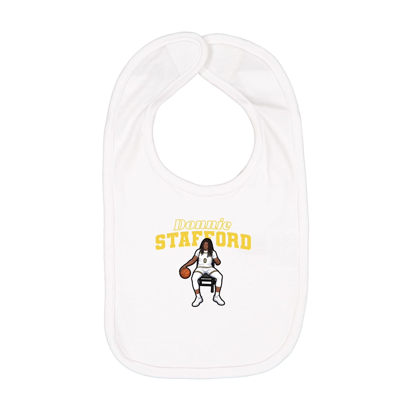 Infant Bib — Name Arch in White