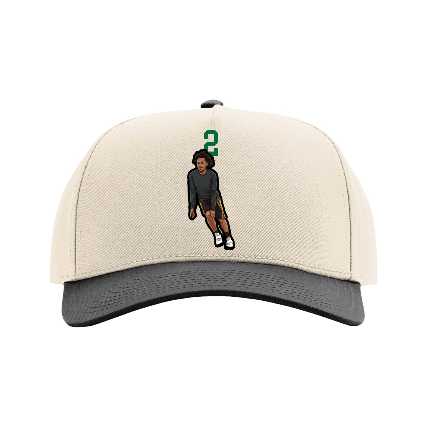 Full Fabric Five-Panel Champ Cap — Number Top in Cream/Black