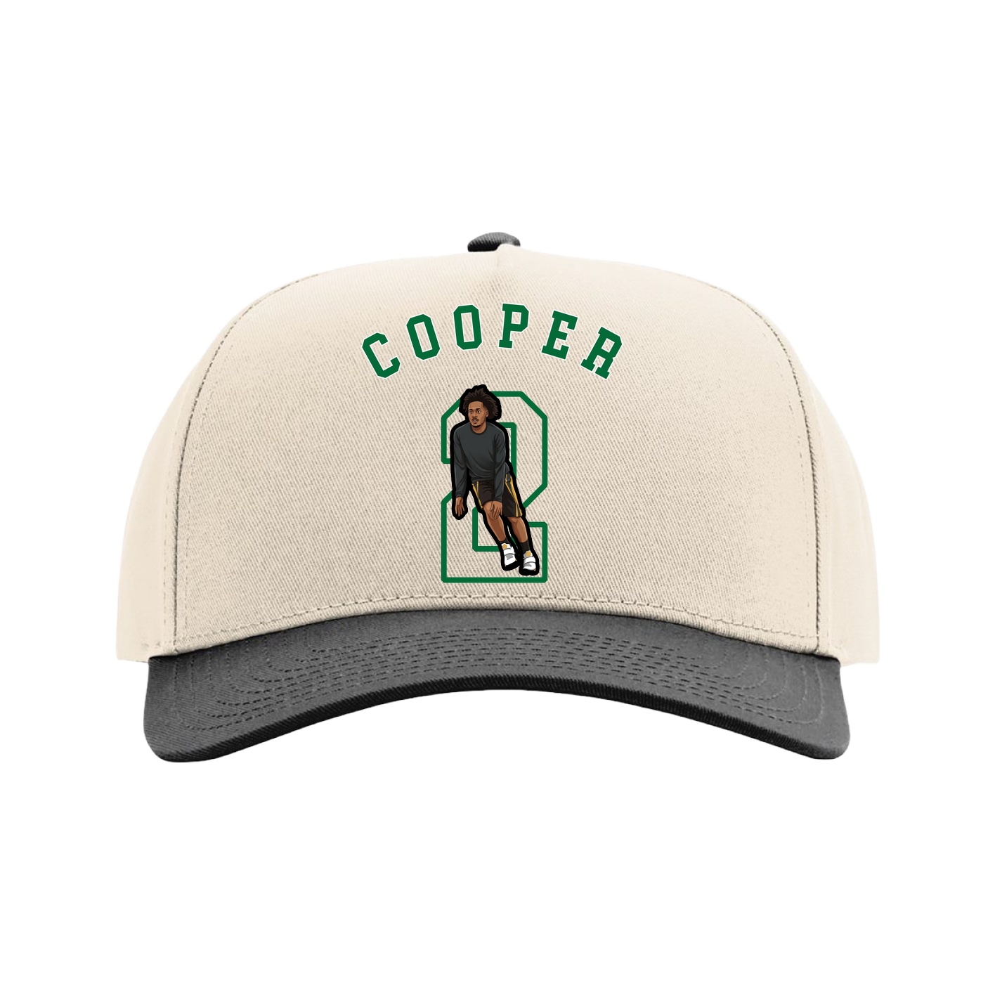 Full Fabric Five-Panel Champ Cap — Shirsey Arch in Cream/Black