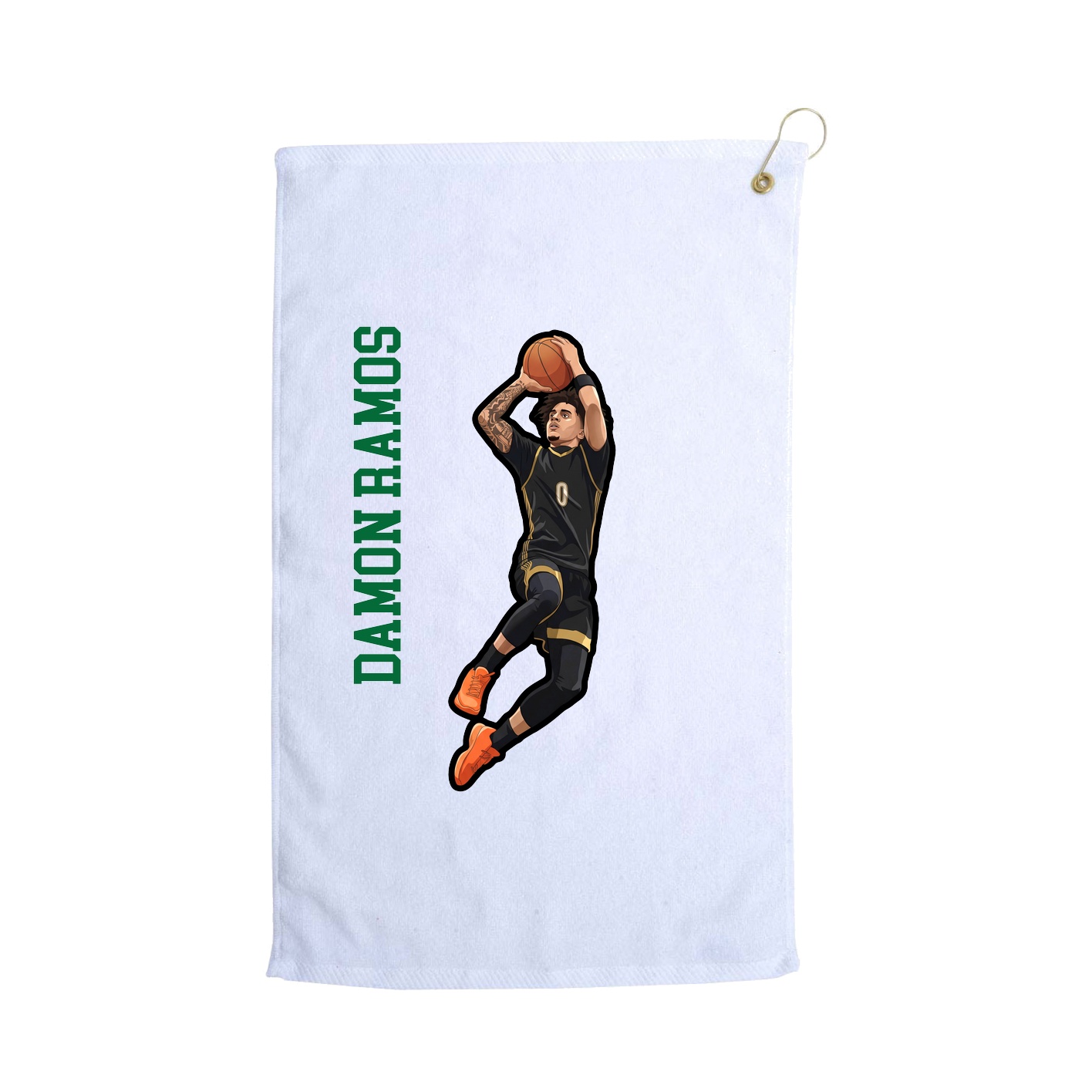 Golf Towel — Name Vertical in White