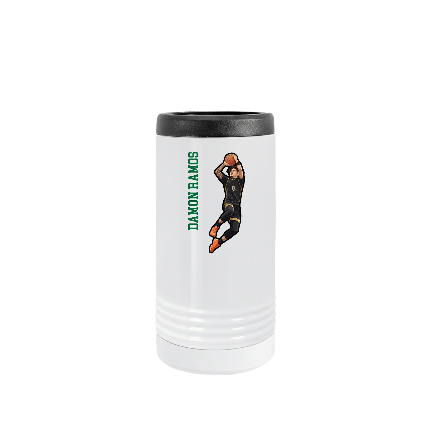 Slim Beverage Holder — Name Vertical in White