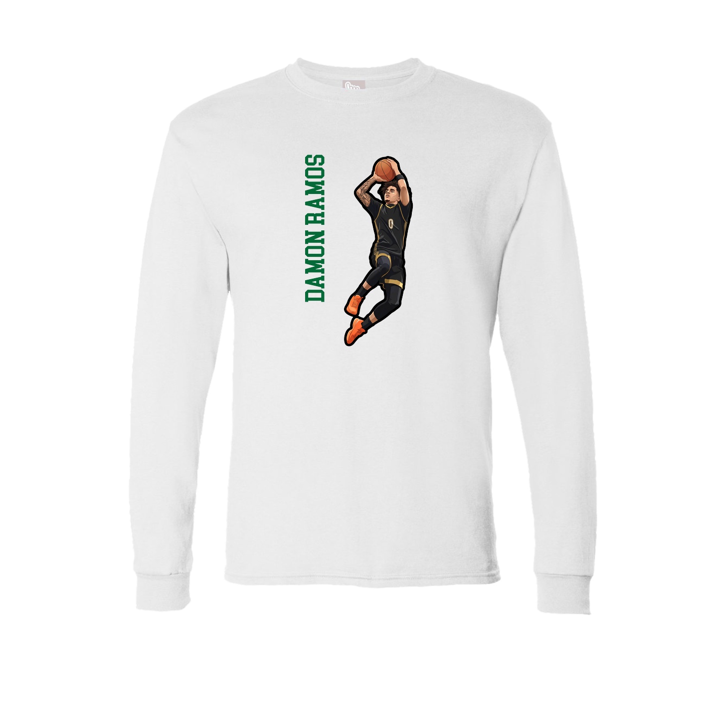 Long Sleeve Tee — Name Vertical in White