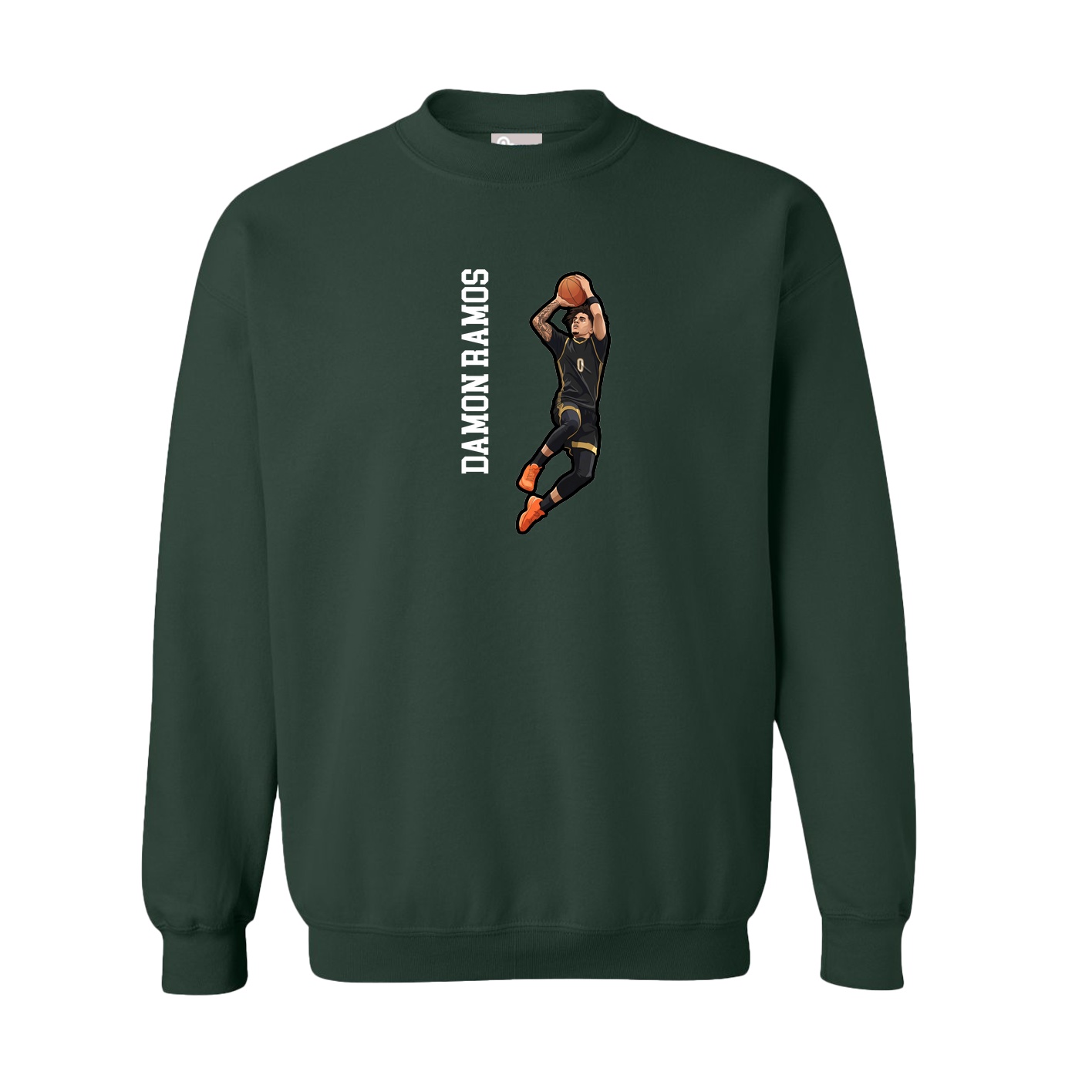 Fleece Crew — Name Vertical in Green