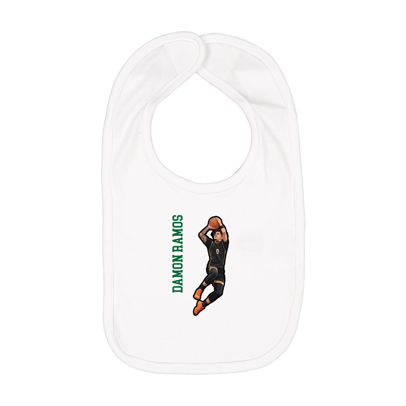 Infant Bib — Name Vertical in White