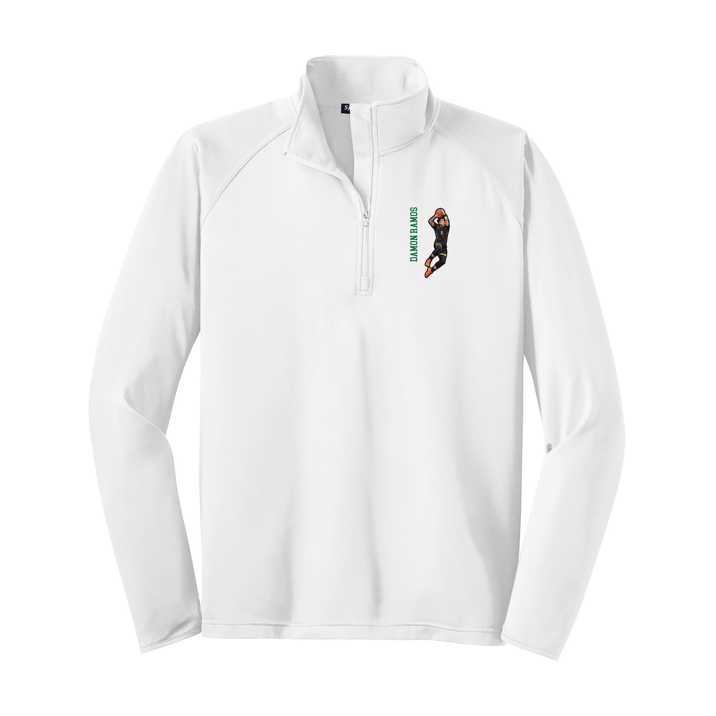 Q-Zip Pullover — Name Vertical in White