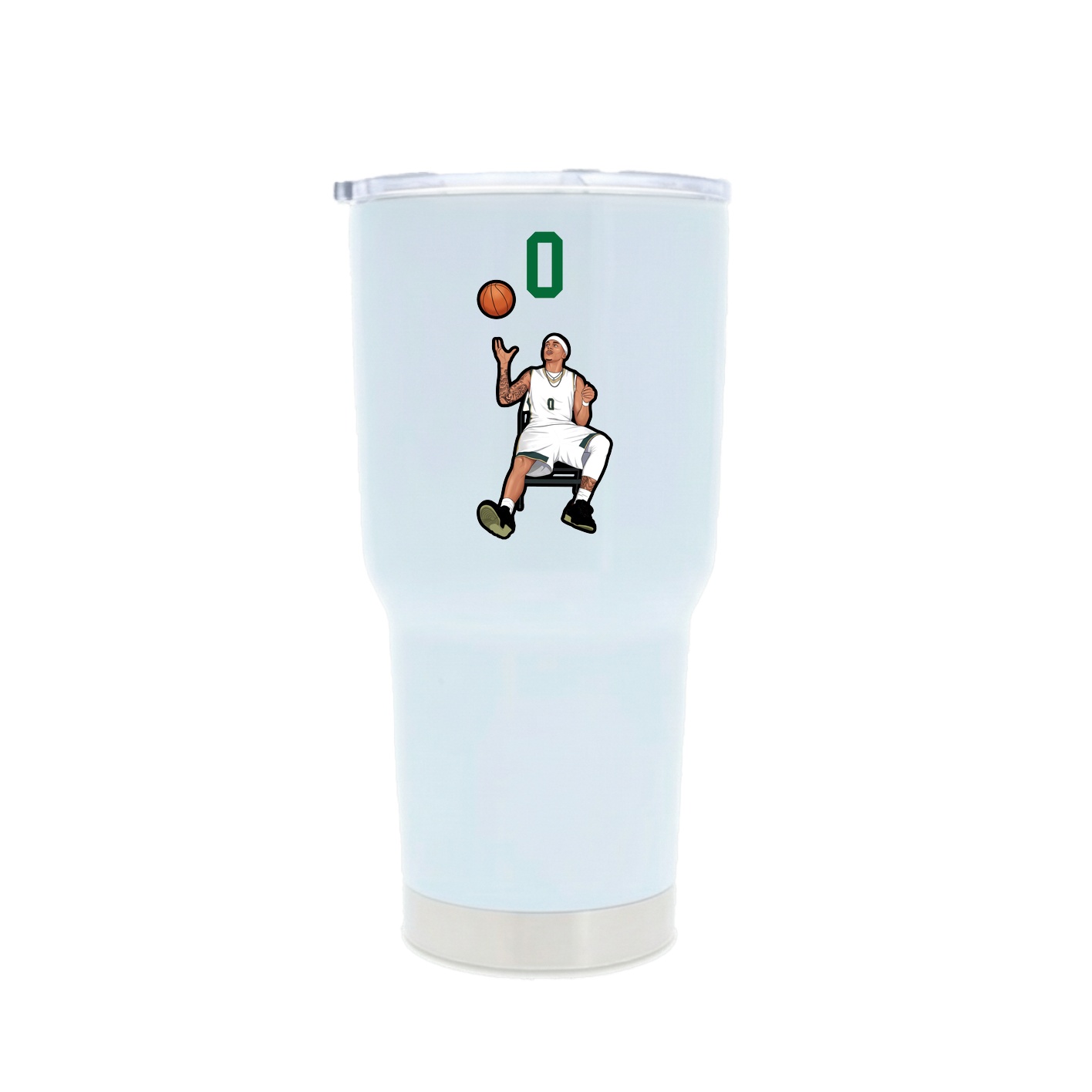 30oz Stainless Steel Tumbler — Number Top in White