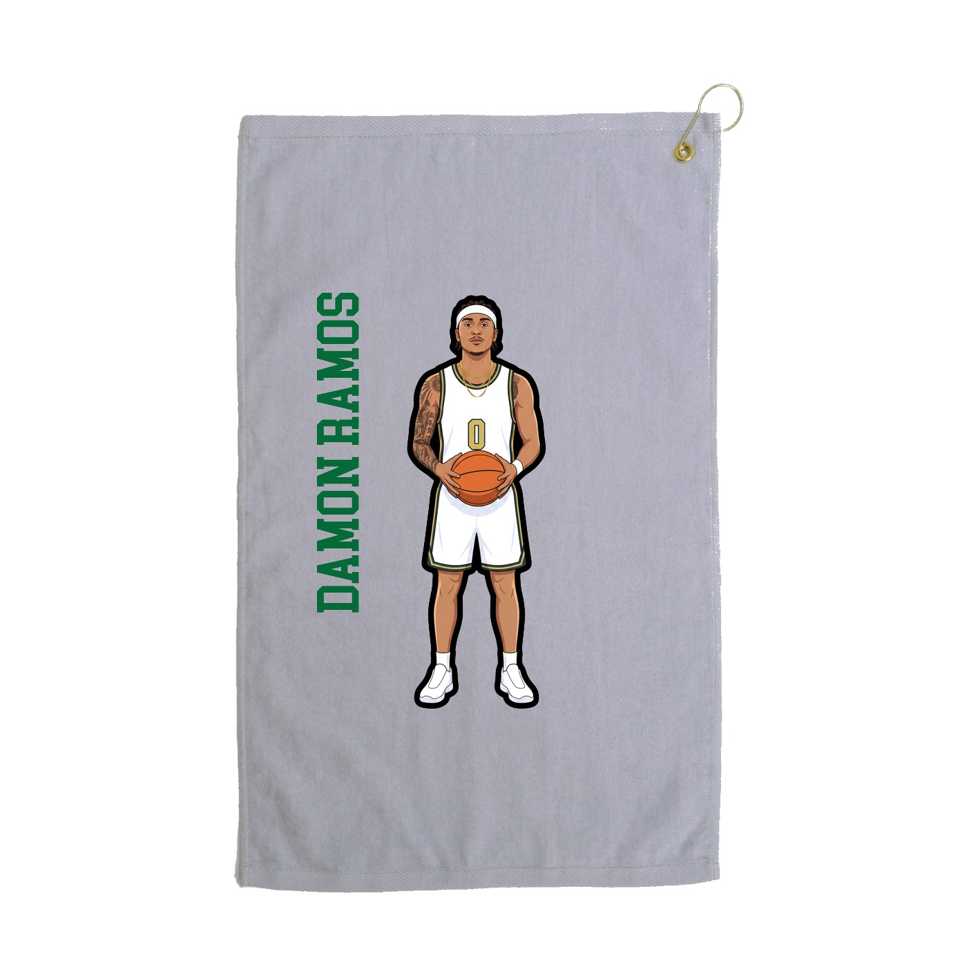 Golf Towel — Name Vertical in Grey