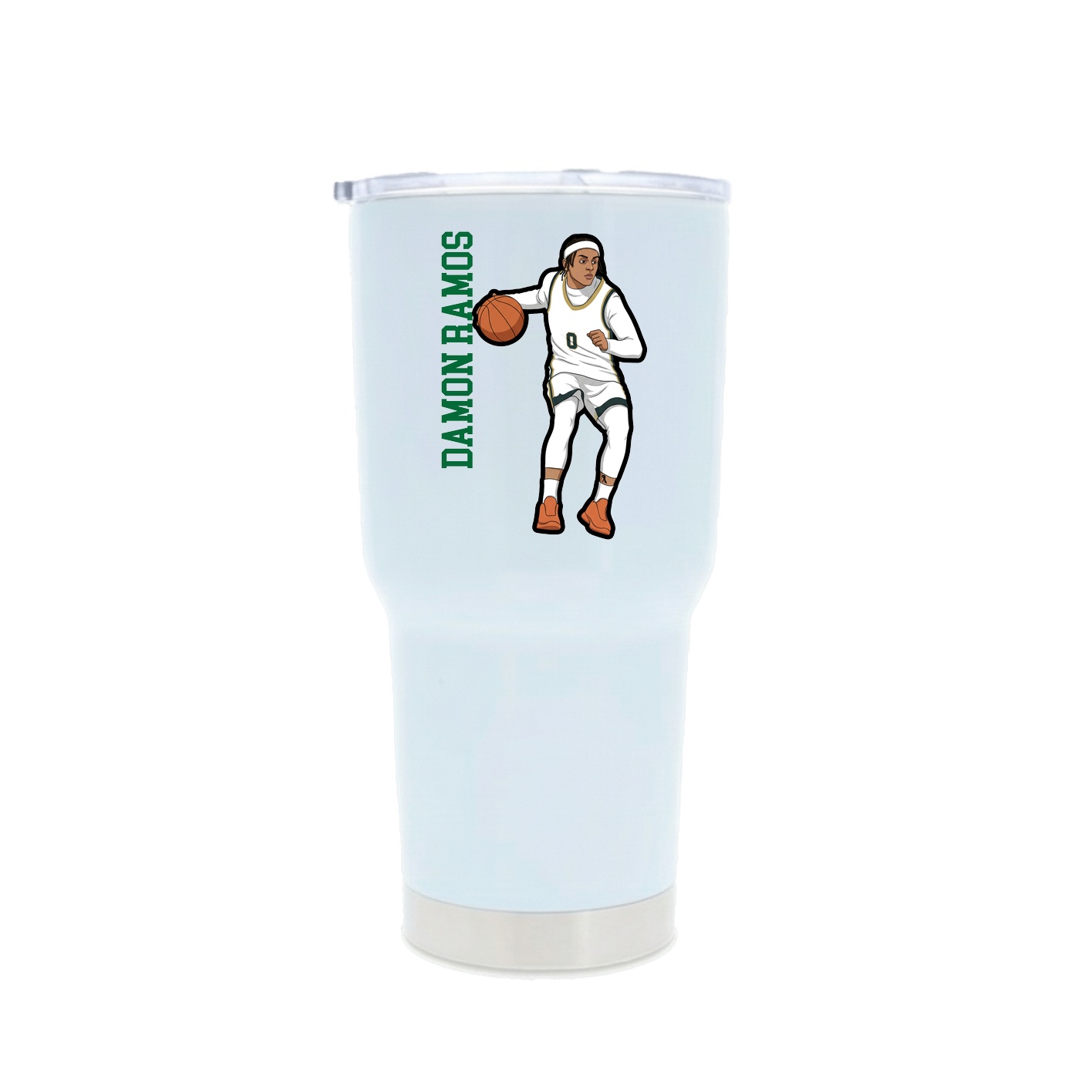 30oz Stainless Steel Tumbler — Name Vertical in White