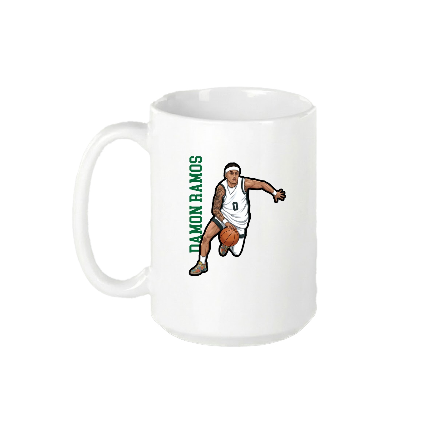15oz Coffee Mug — Name Vertical in White