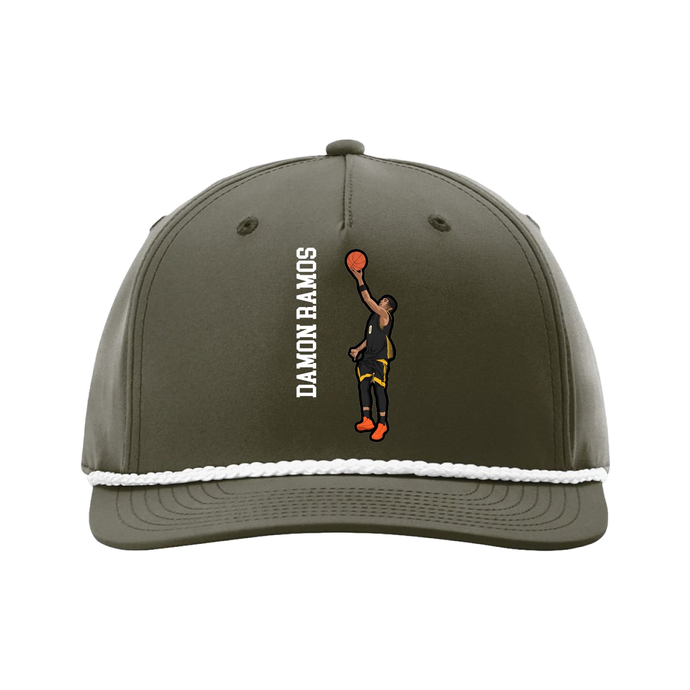Five-Panel Classic Rope Cap — Name Vertical in Green