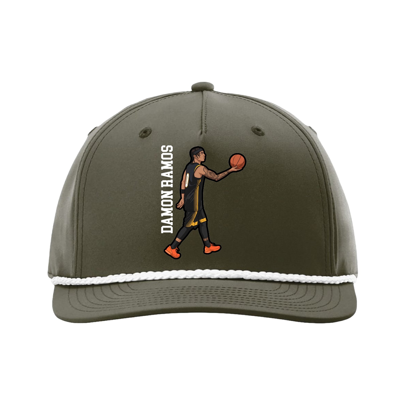 Five-Panel Classic Rope Cap — Name Vertical in Green