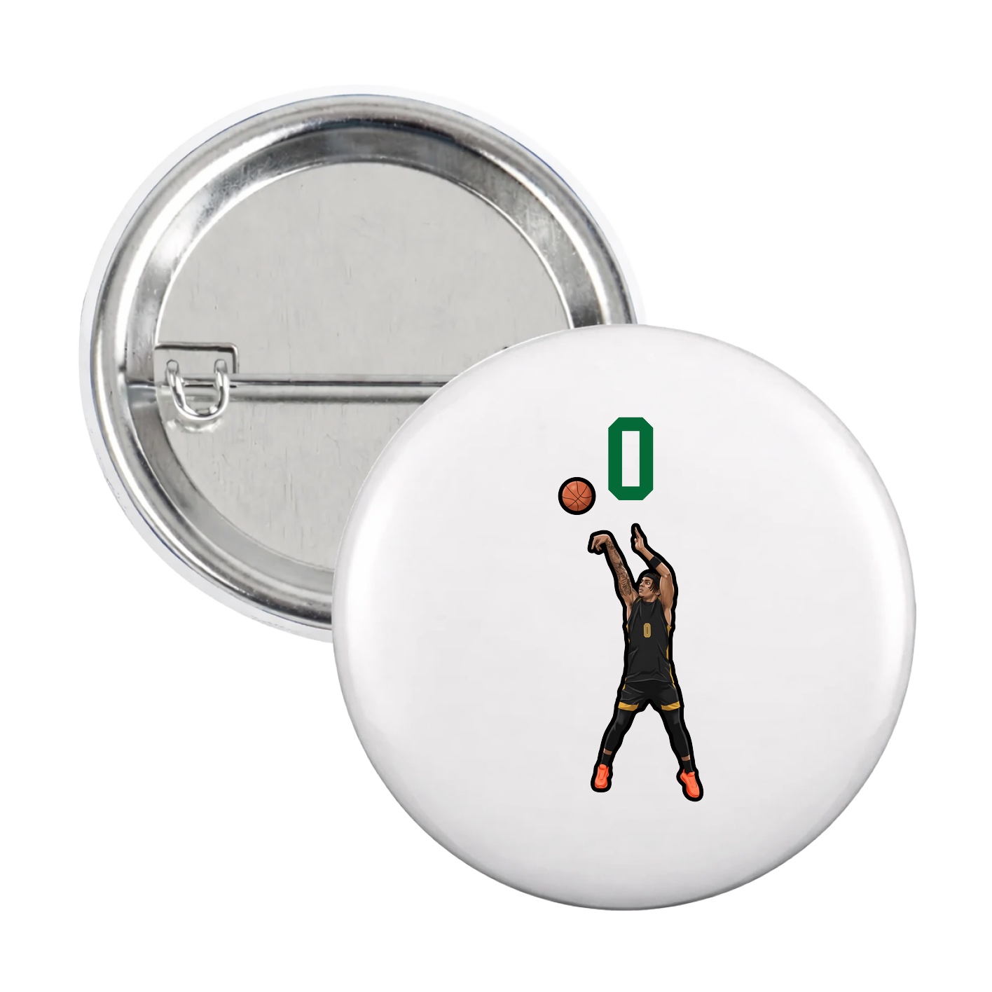 Game Day Button — Number Top in White