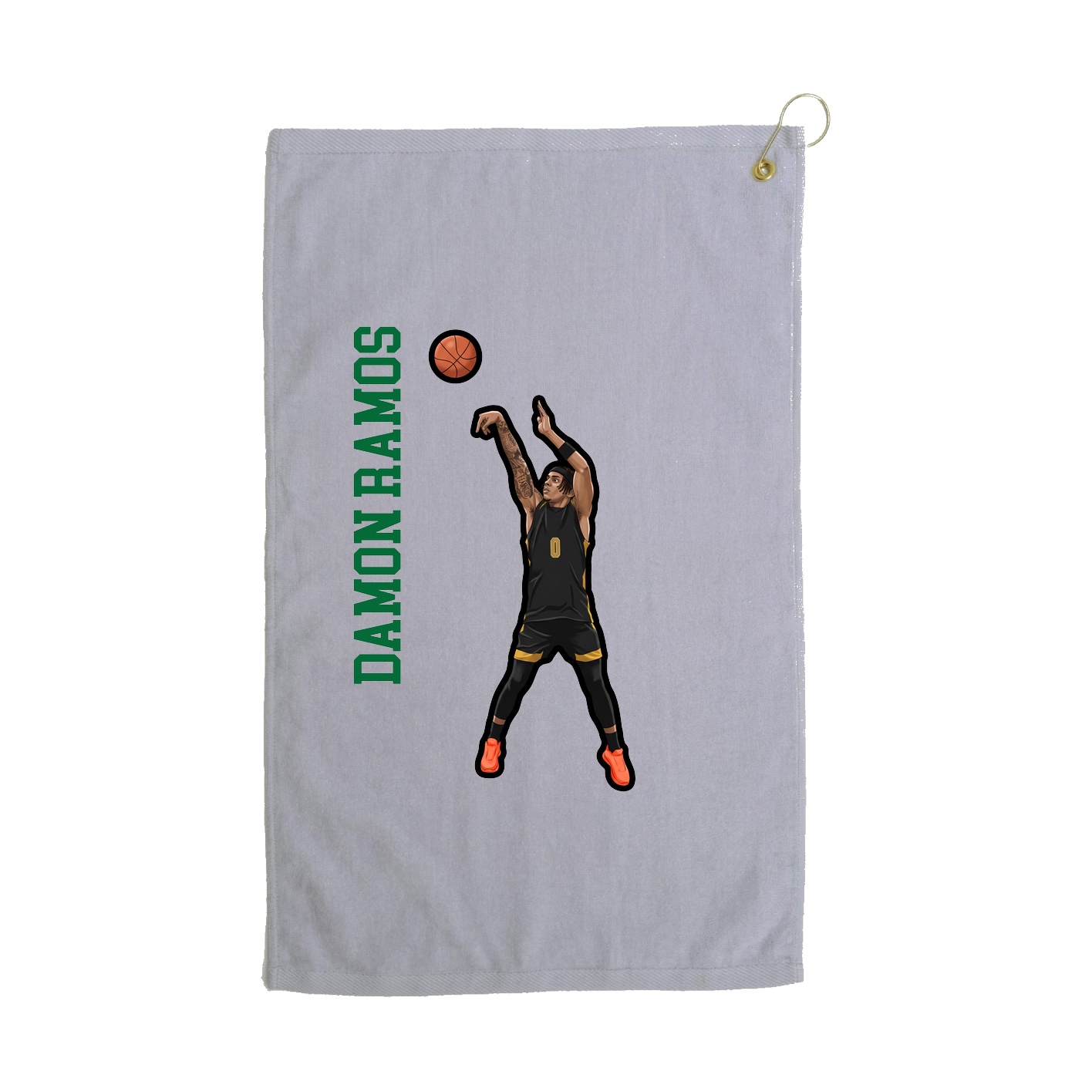 Golf Towel — Name Vertical in Grey