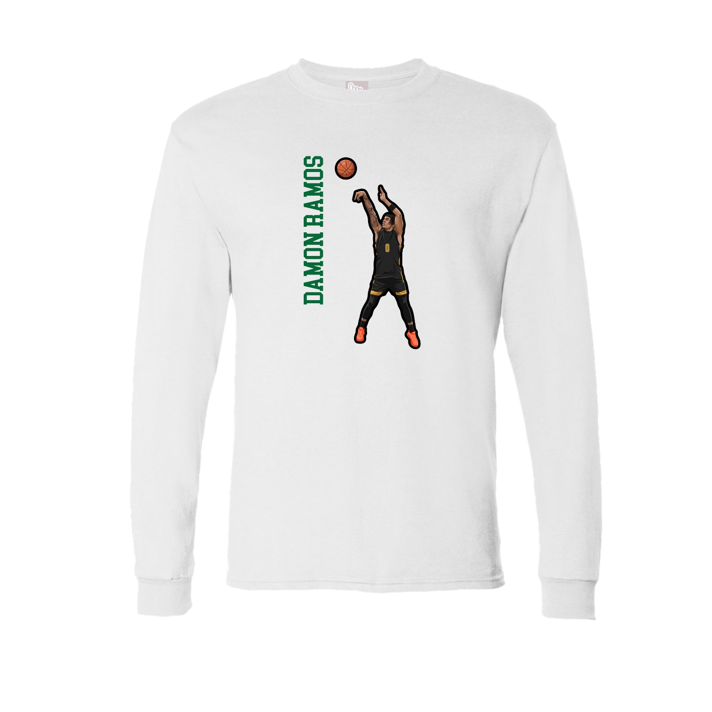 Long Sleeve Tee — Name Vertical in White